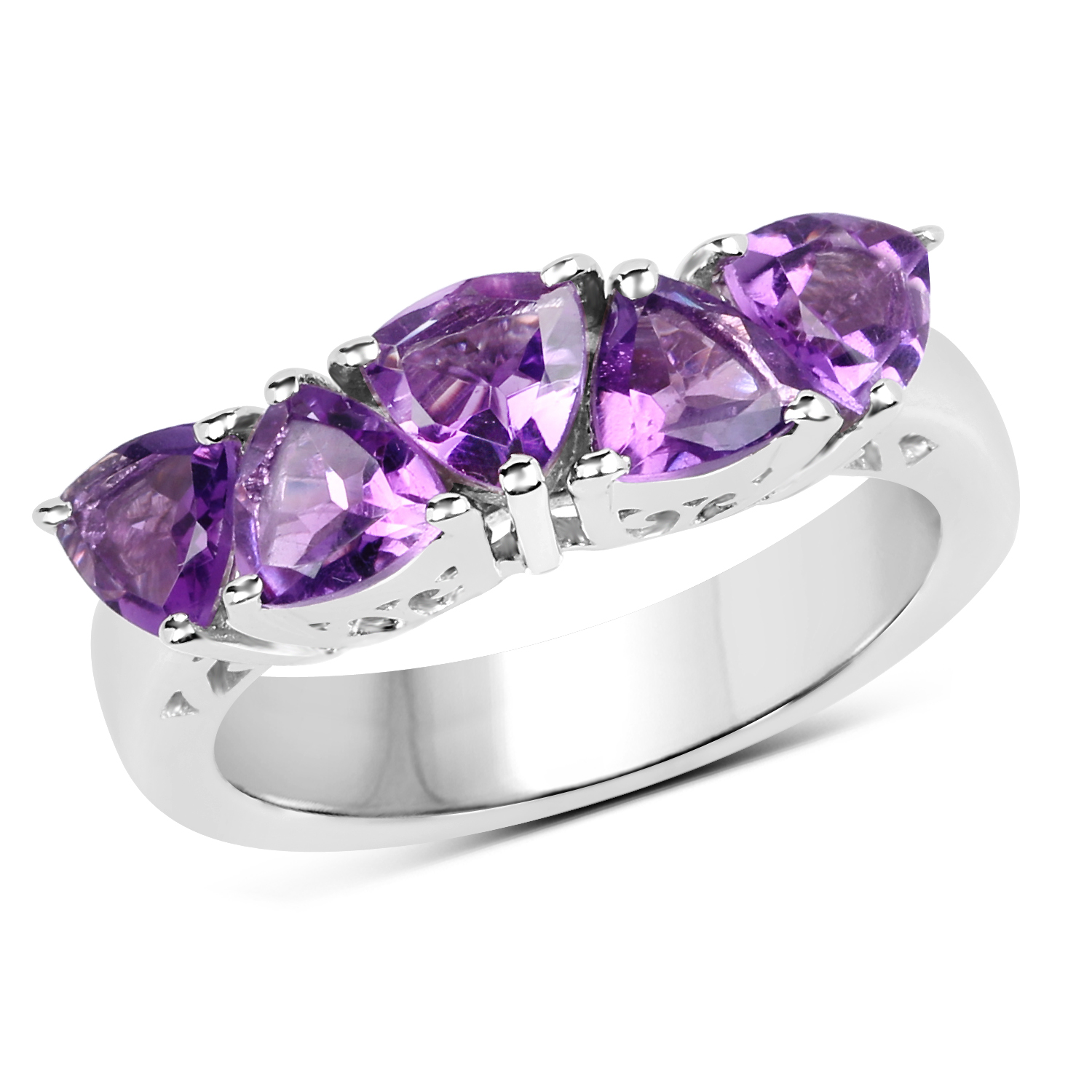 2.00 Carat Genuine Amethyst .925 Sterling Silver Ring