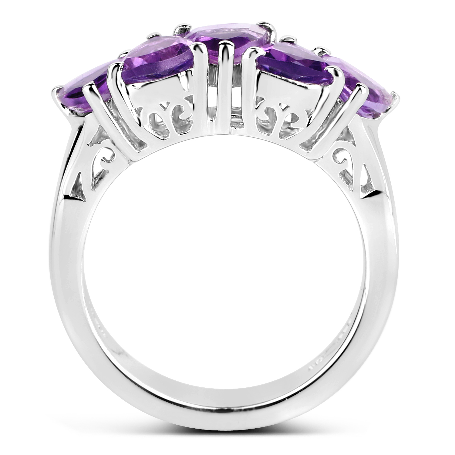 2.00 Carat Genuine Amethyst .925 Sterling Silver Ring