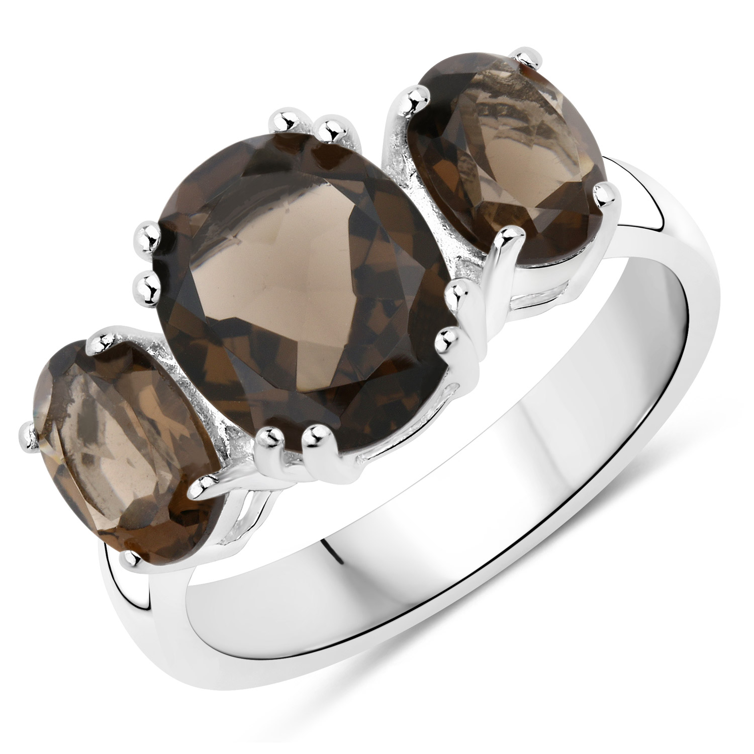 3.70 Carat Genuine Smoky Quartz .925 Sterling Silver Ring
