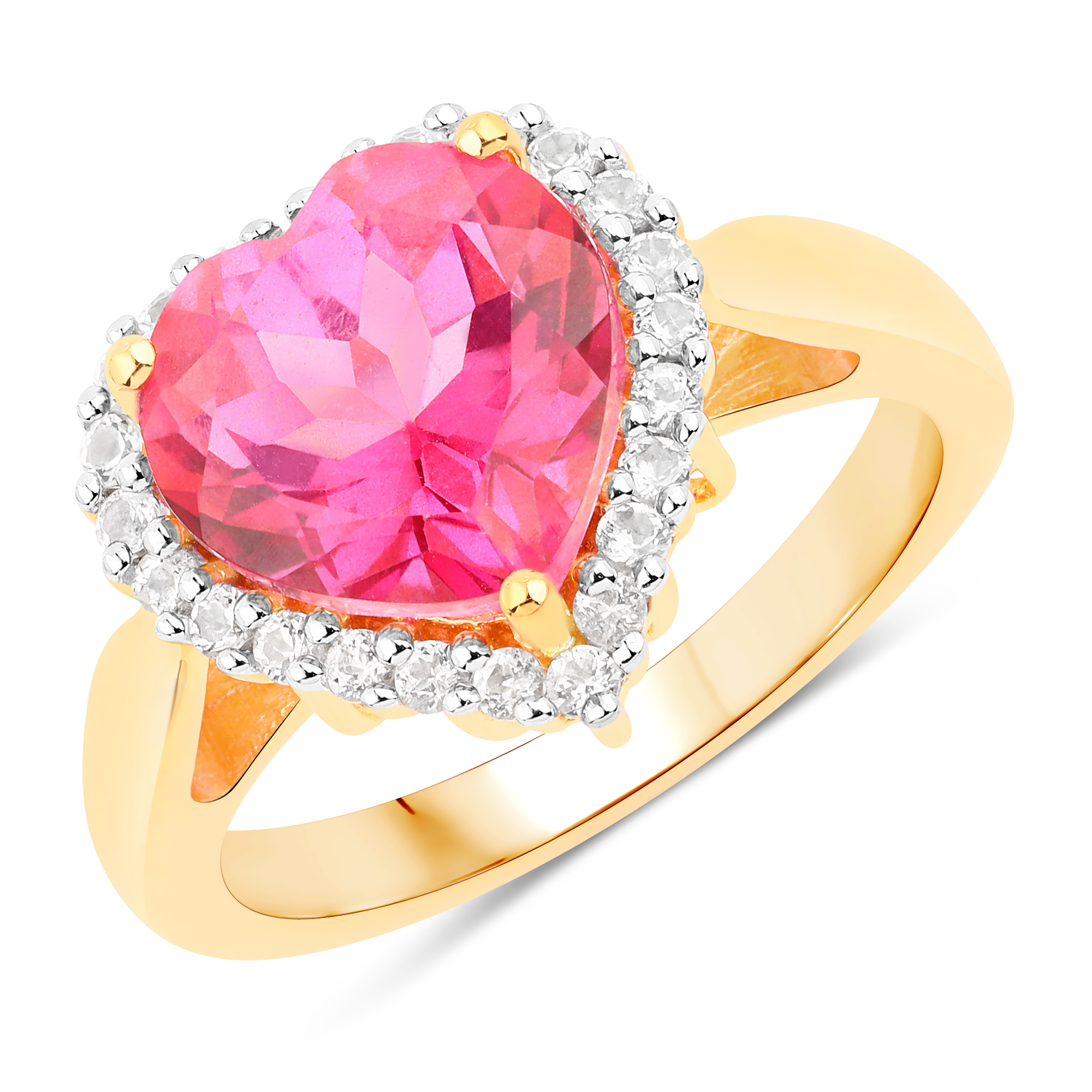 5.03 Carat Genuine Pink Topaz and White Topaz .925 Sterling Silver Ring