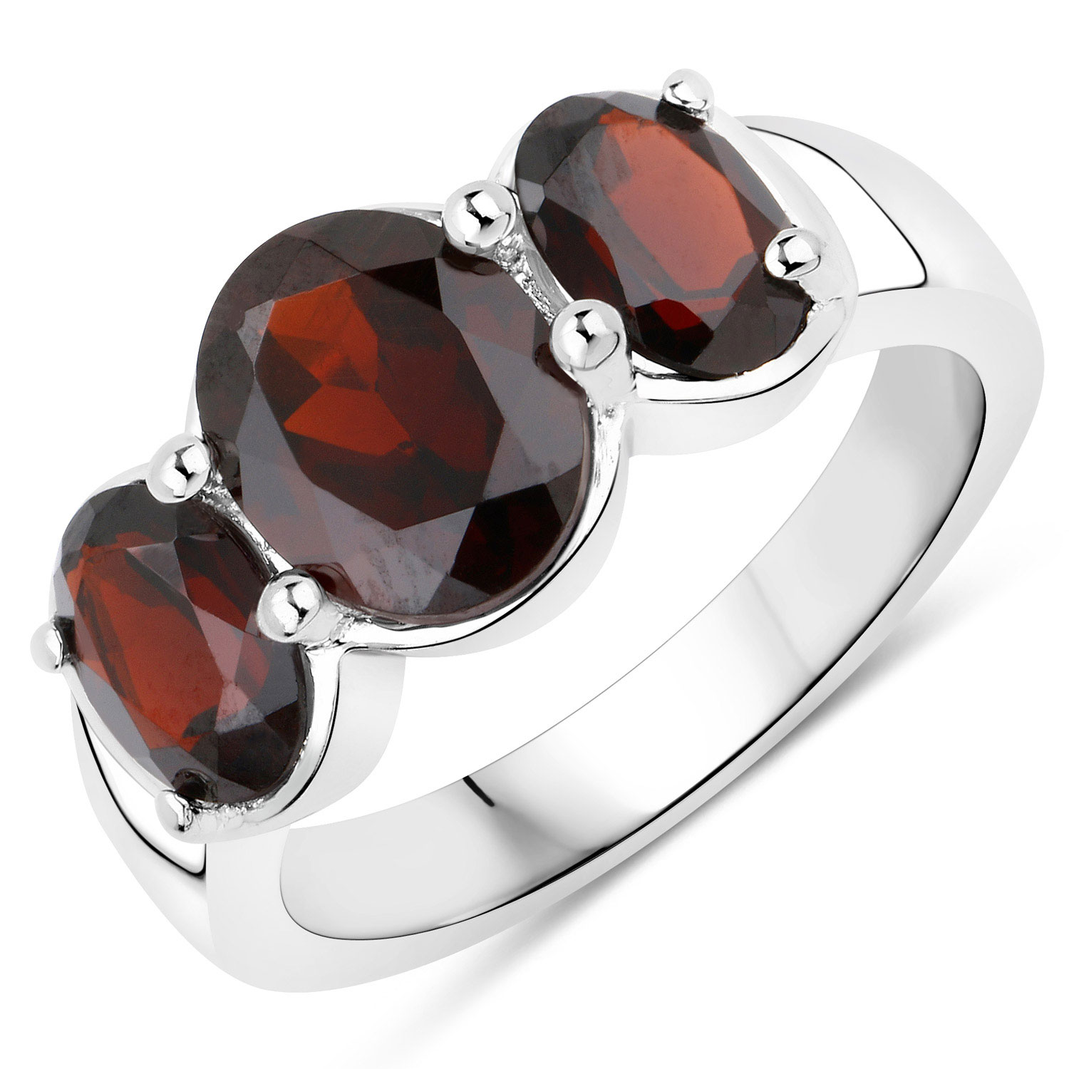 3.70 Carat Genuine Garnet .925 Sterling Silver Ring