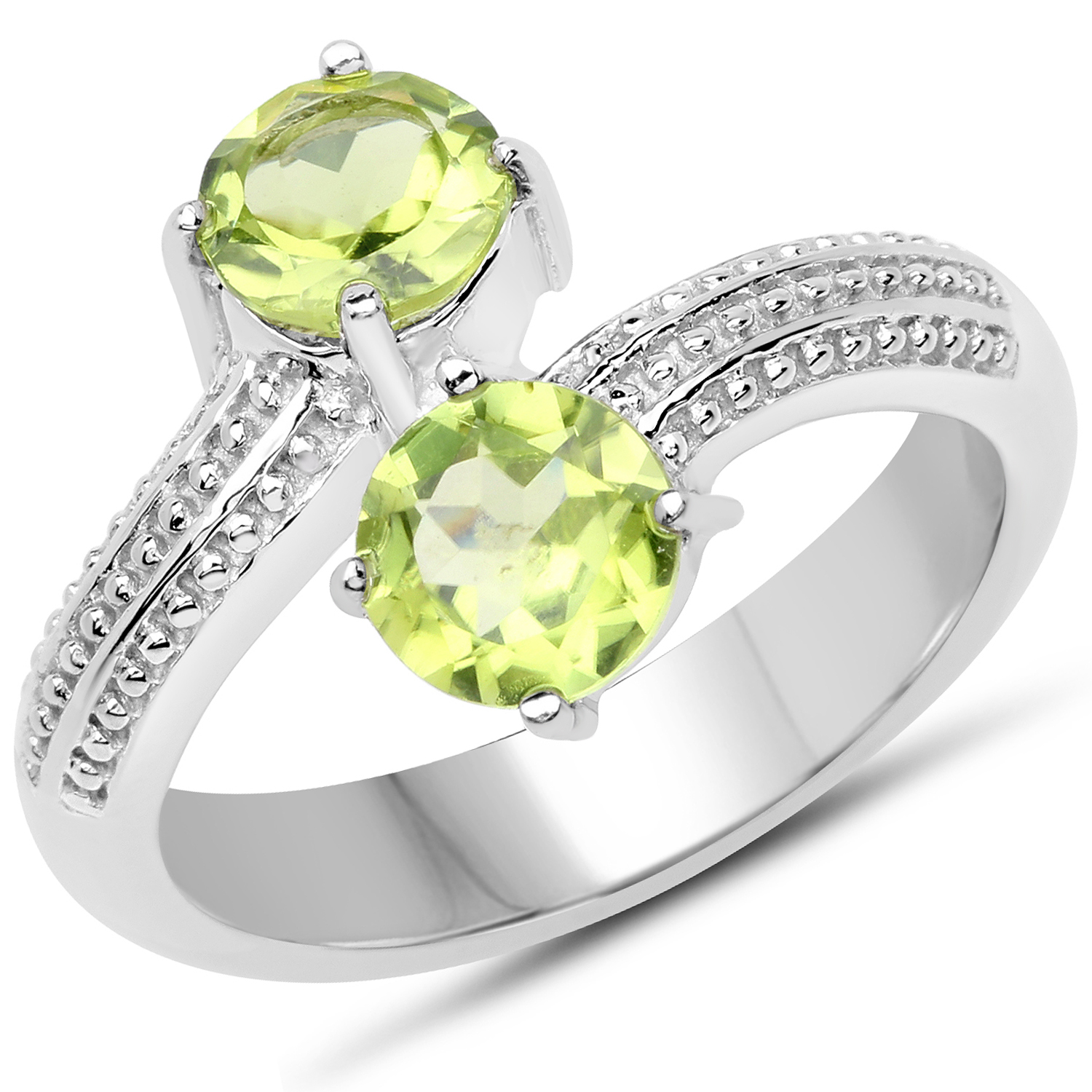 1.60 Carat Genuine Peridot .925 Sterling Silver Ring