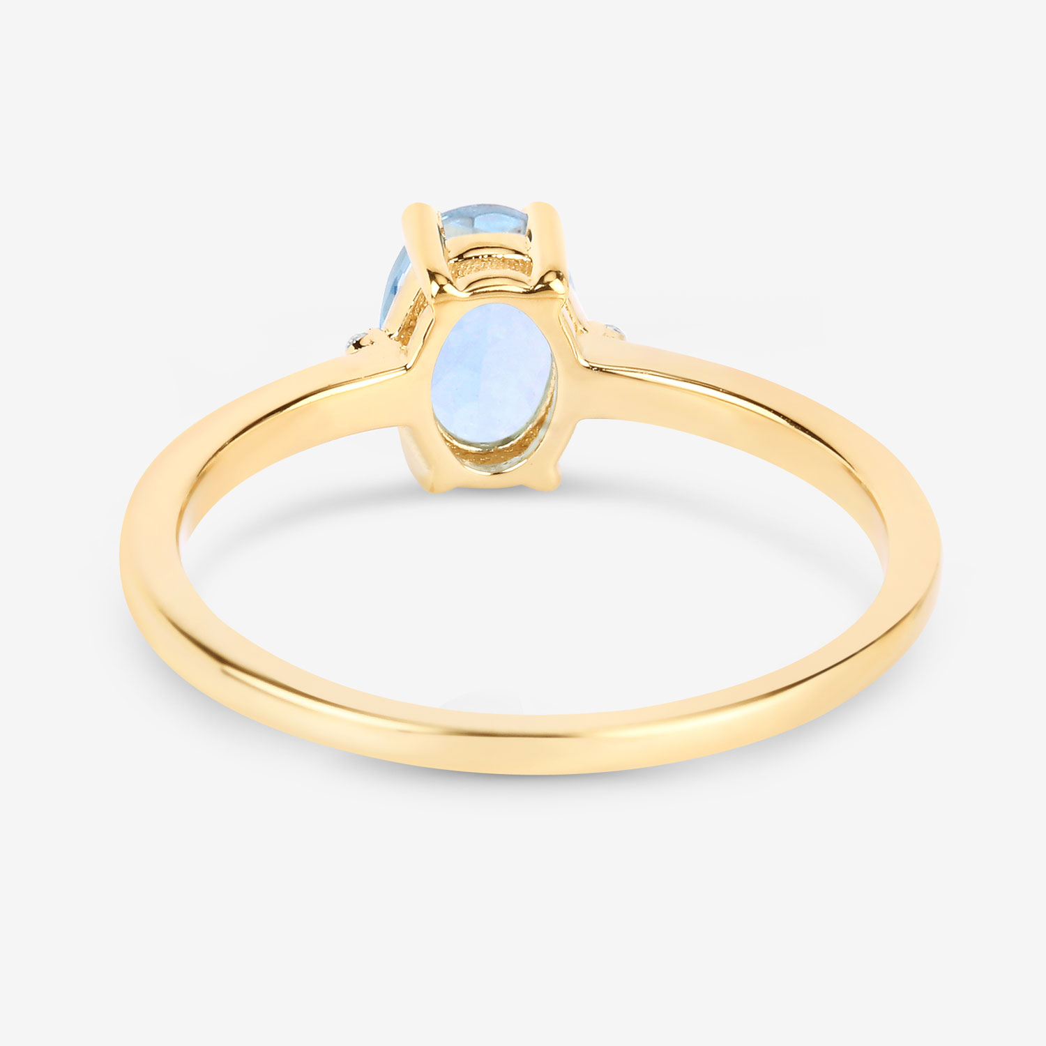 0.62 Carat Genuine Aquamarine and White Diamond 10K Yellow Gold Ring