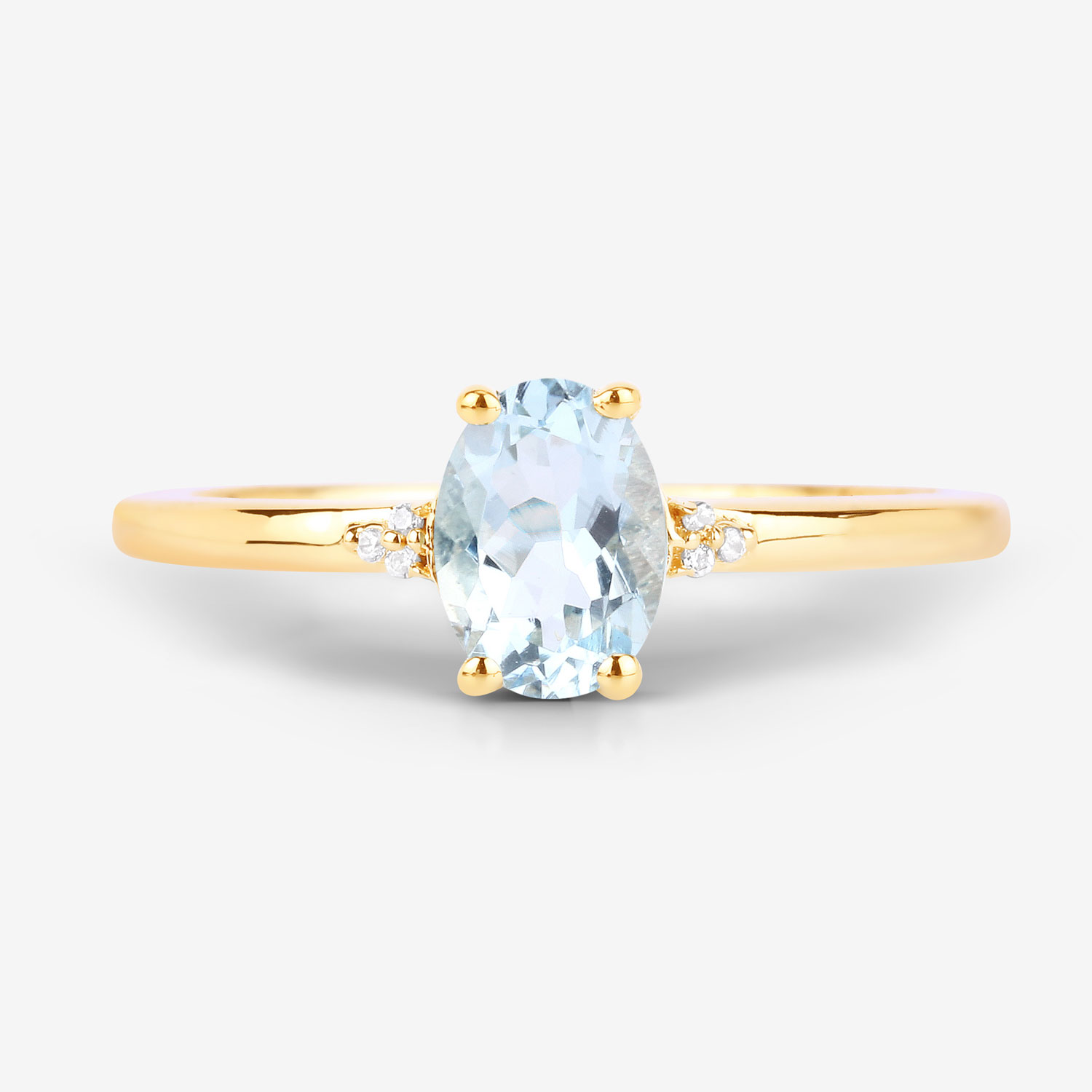 0.62 Carat Genuine Aquamarine and White Diamond 10K Yellow Gold Ring