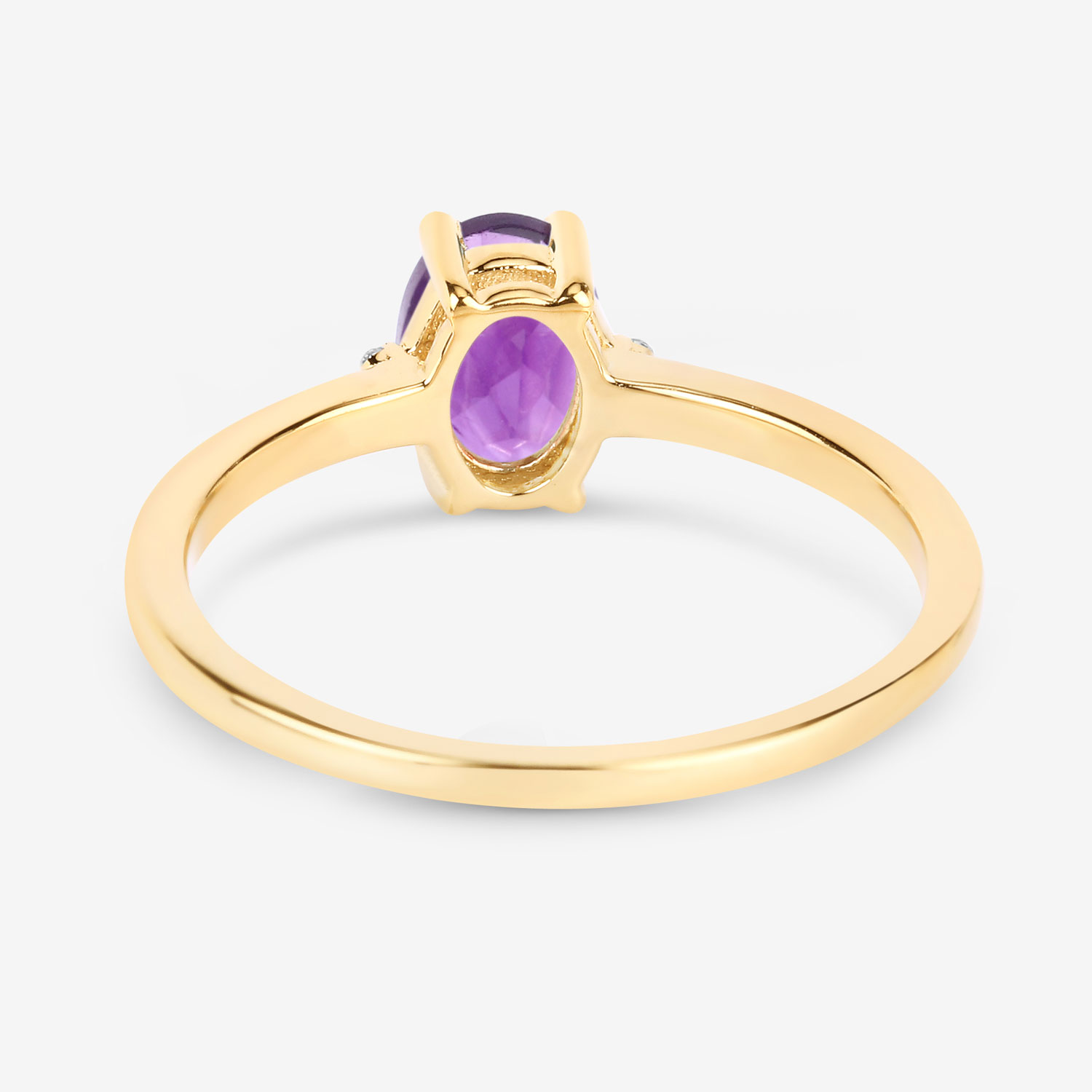 0.82 Carat Genuine Amethyst and White Diamond 10K Yellow Gold Ring