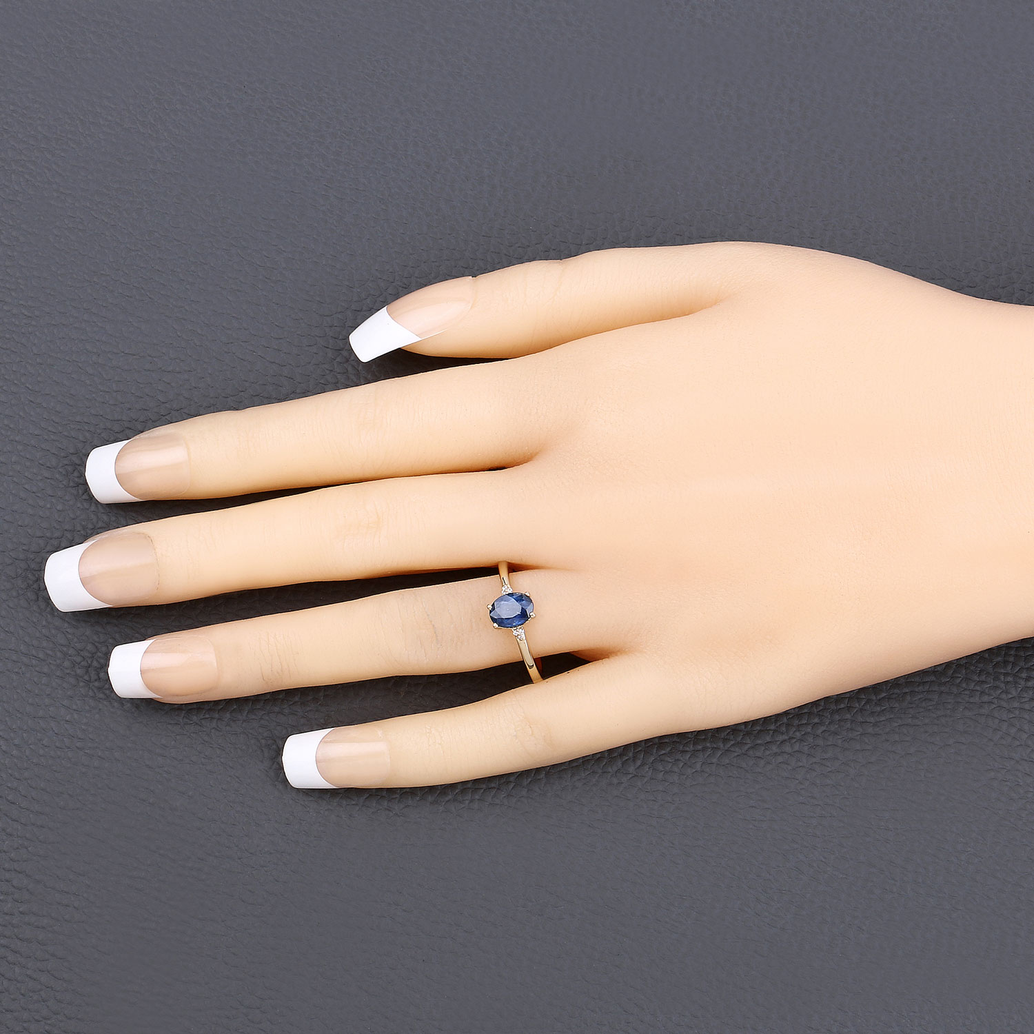 0.97 Carat Genuine Blue Sapphire and White Diamond 10K Yellow Gold Ring