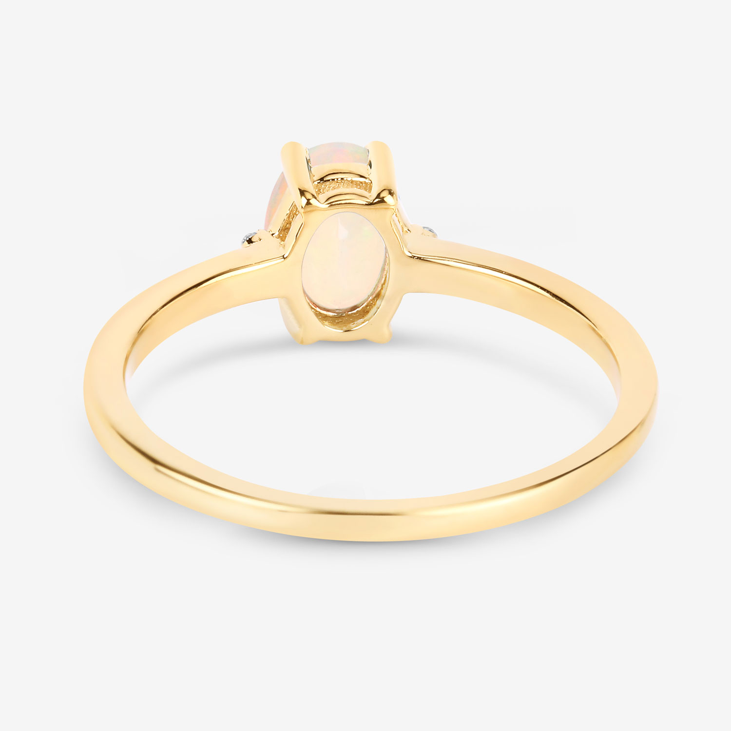 0.39 Carat Genuine Ethiopian Opal and White Diamond 10K Yellow Gold Ring