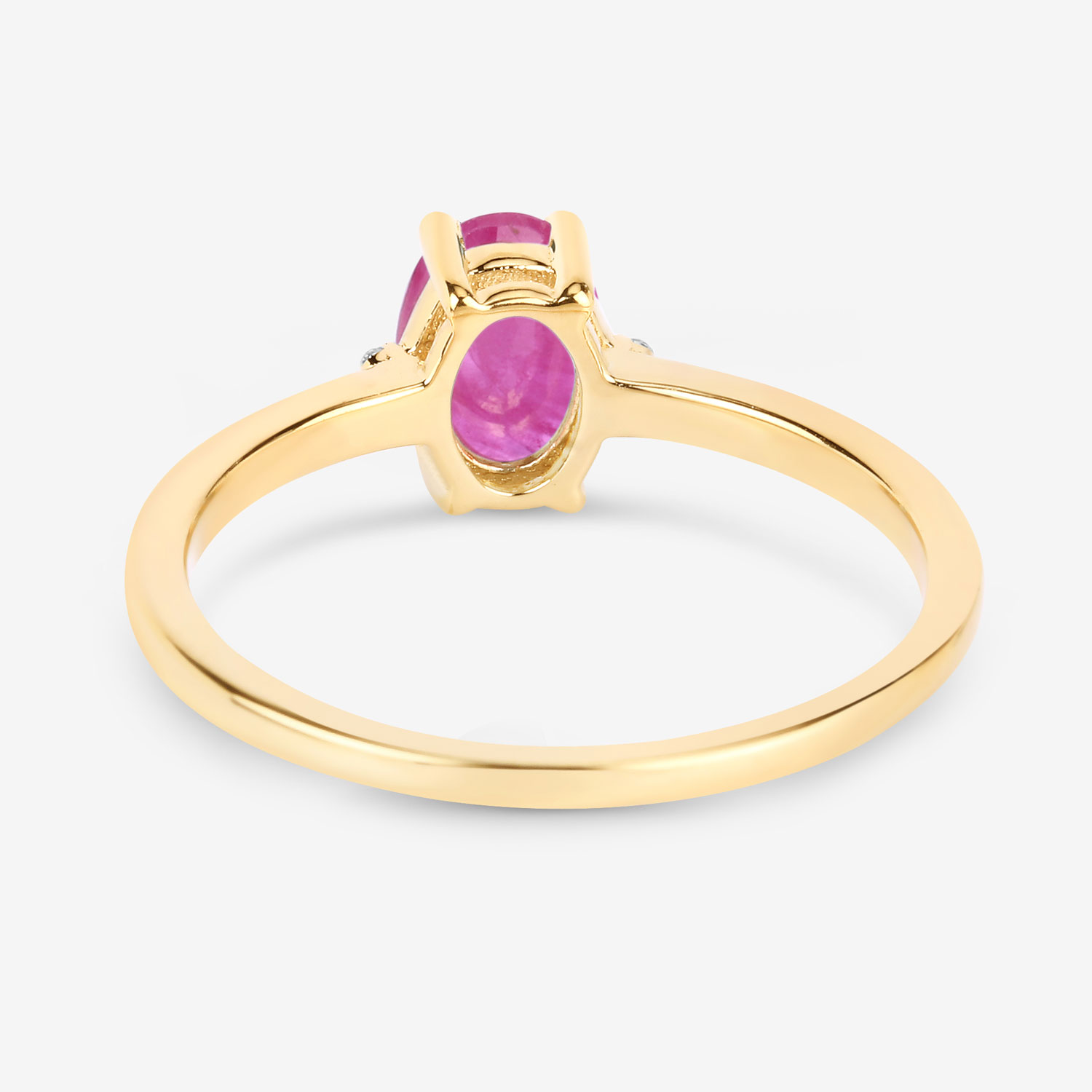 0.87 Carat Genuine Ruby and White Diamond 10K Yellow Gold Ring