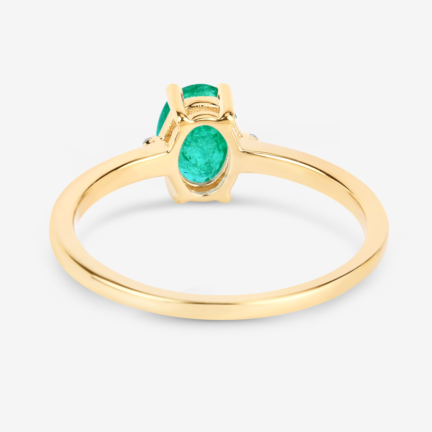 0.74 Carat Genuine Zambian Emerald and White Diamond 10K Yellow Gold Ring