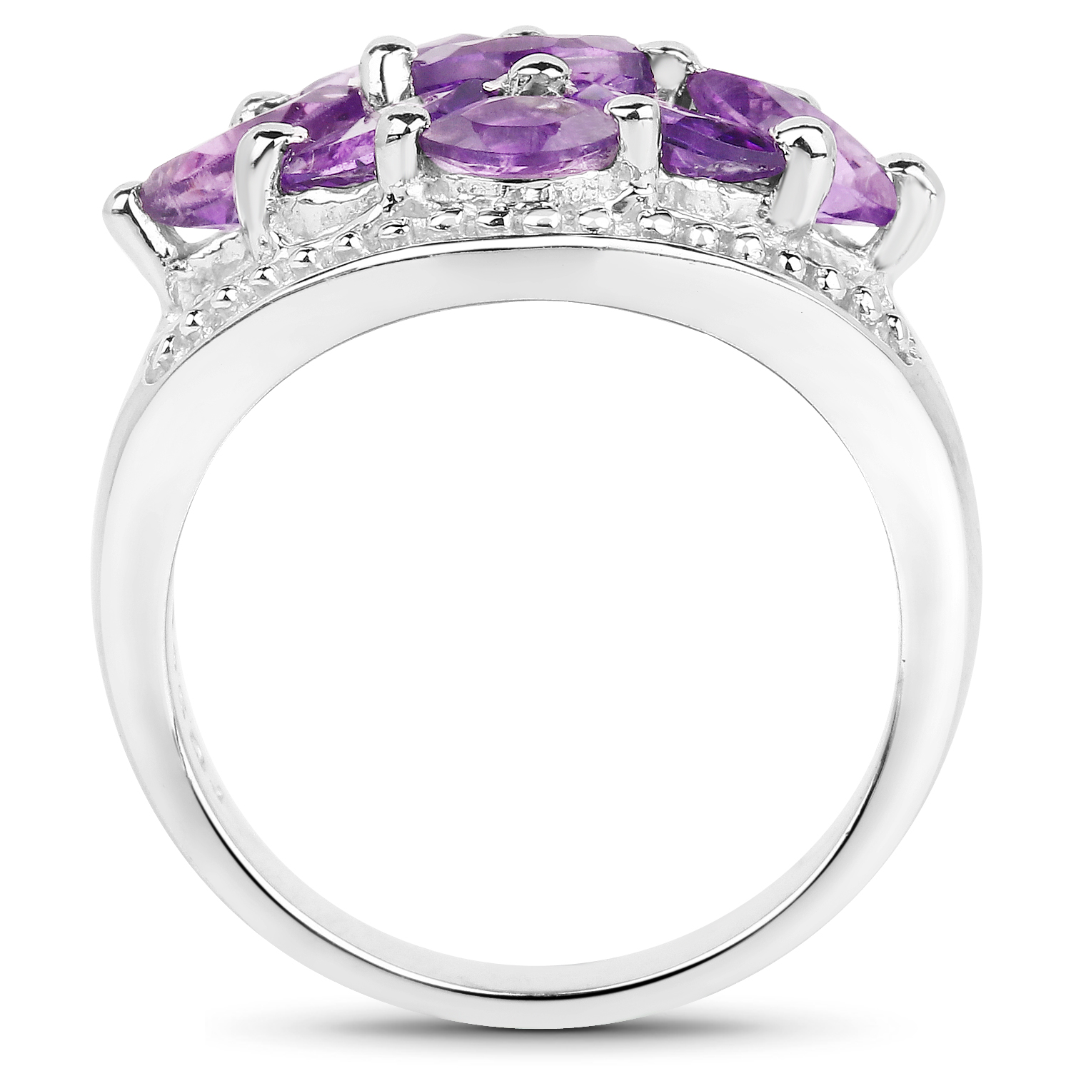 1.91 Carat Genuine  Amethyst .925 Sterling Silver Ring