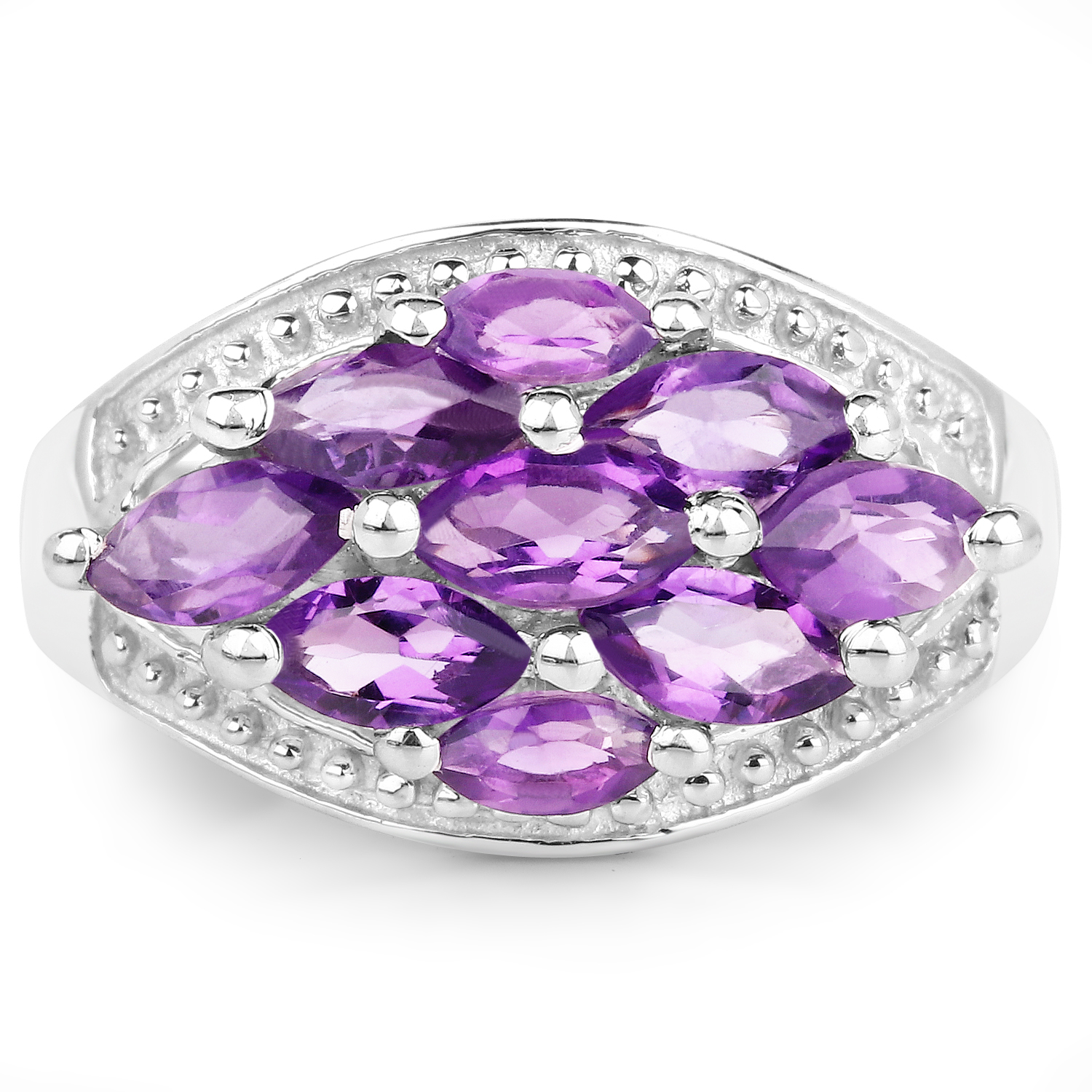 1.91 Carat Genuine  Amethyst .925 Sterling Silver Ring
