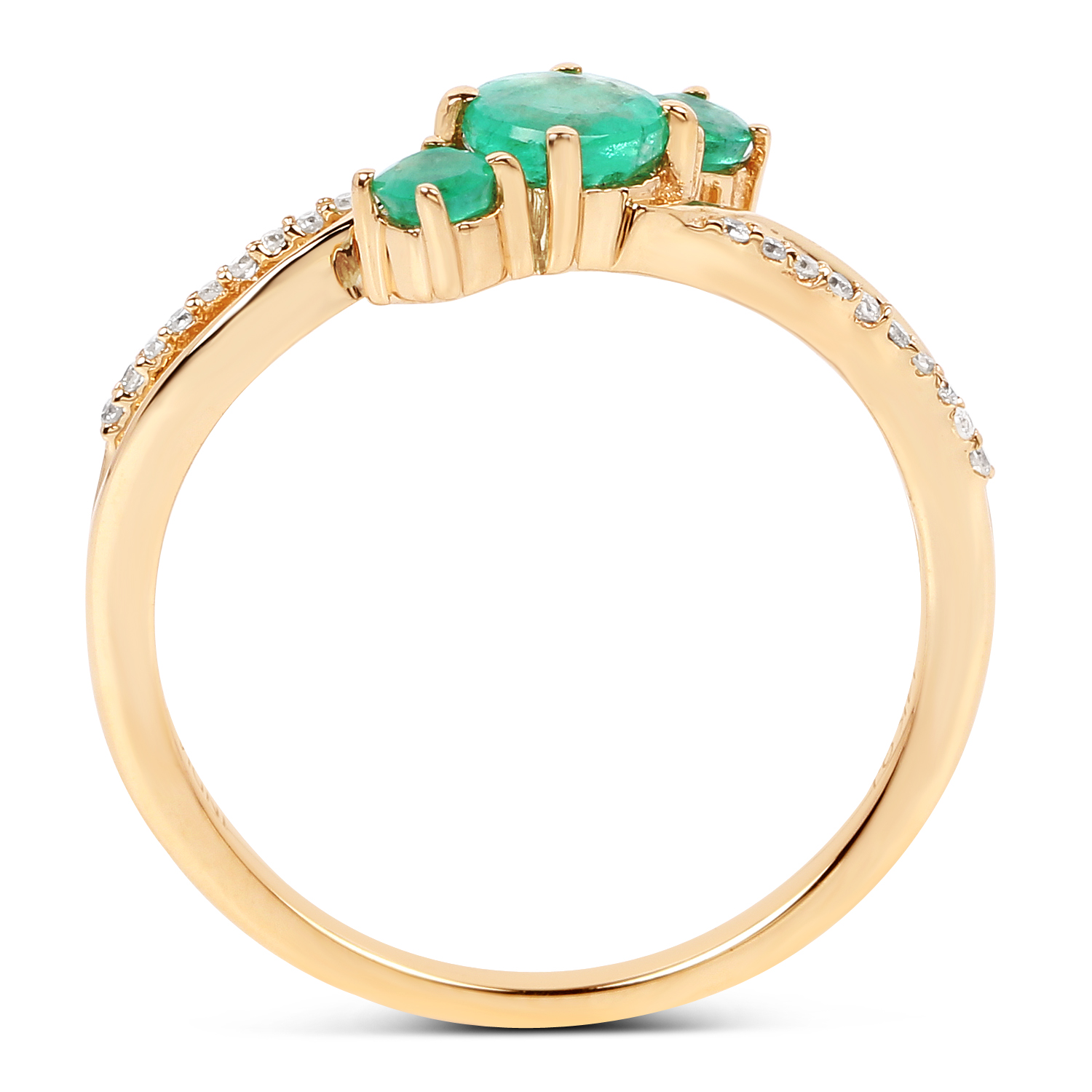 0.60 Carat Genuine Zambian Emerald and White Diamond 14K Yellow Gold Ring