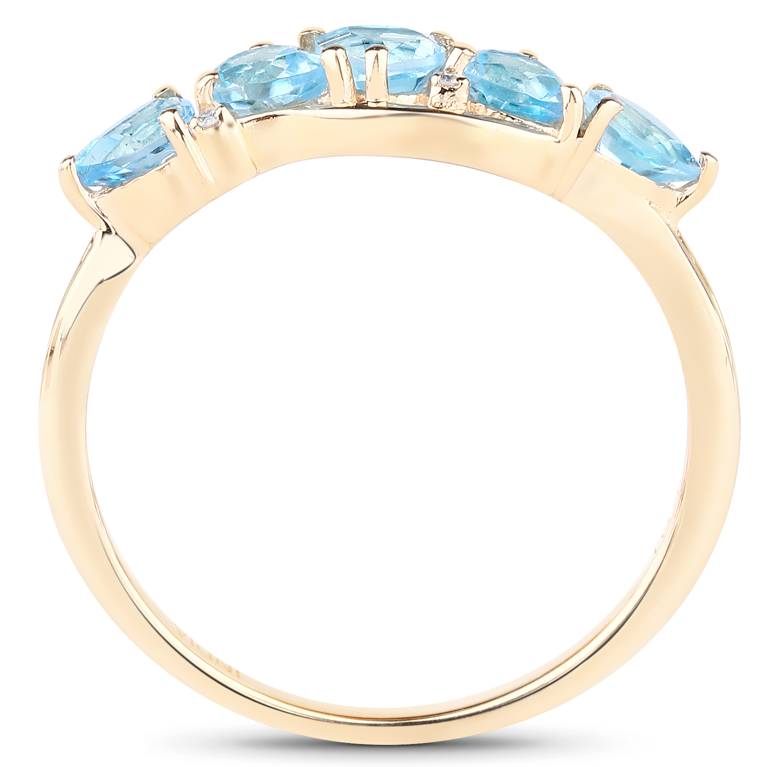 0.91 Carat Genuine Swiss Blue Topaz and White Diamond 14K Yellow Gold Ring