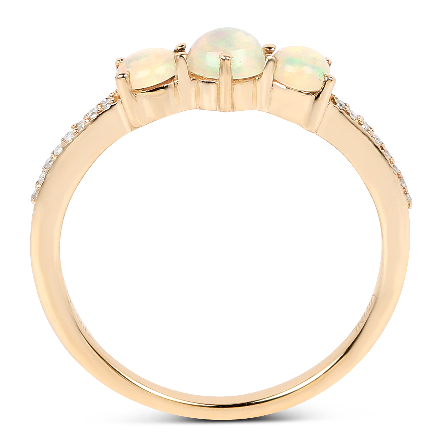 0.47 Carat Genuine Ethiopian Opal and White Diamond 14K Yellow Gold Ring
