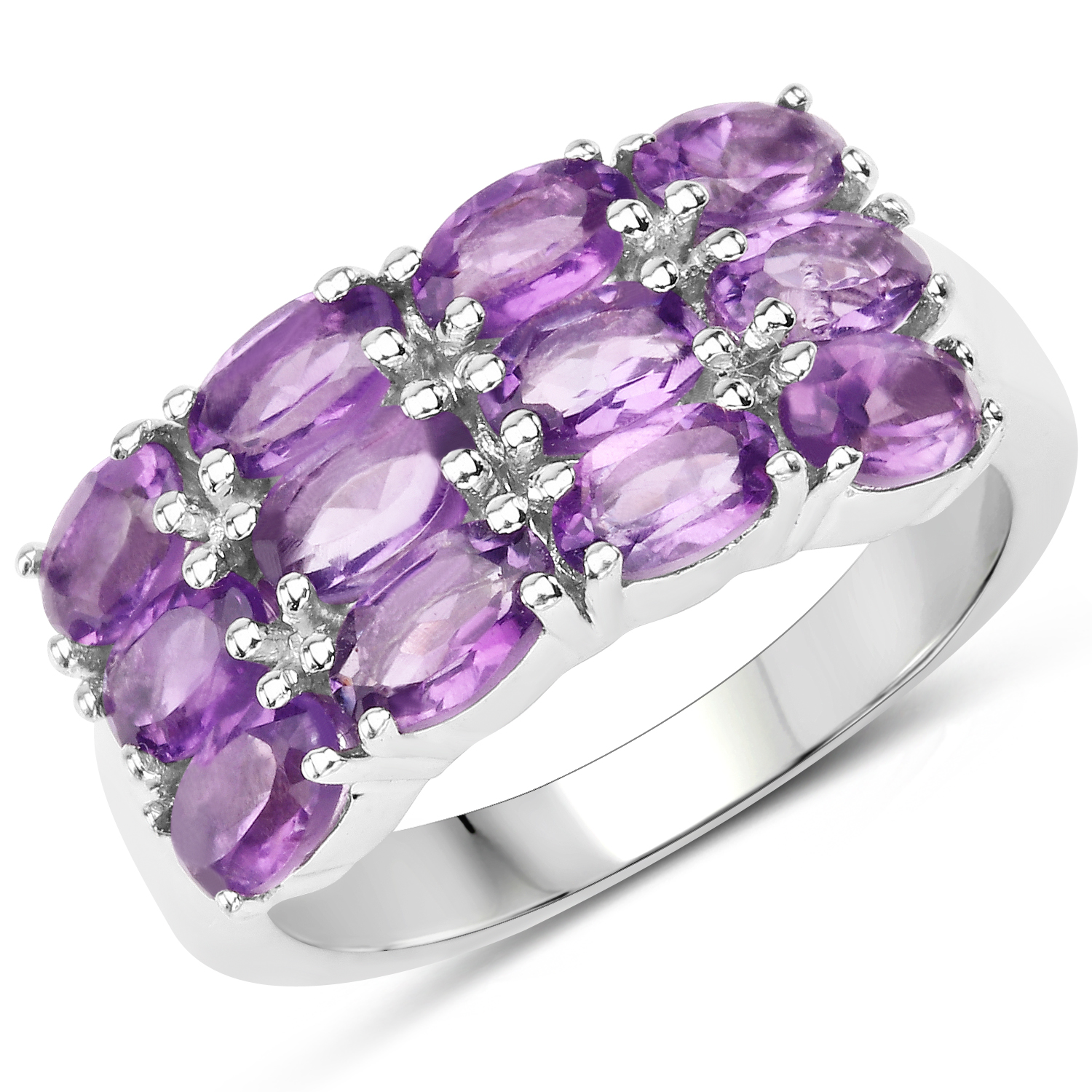2.52 Carat Genuine  Amethyst .925 Sterling Silver Ring