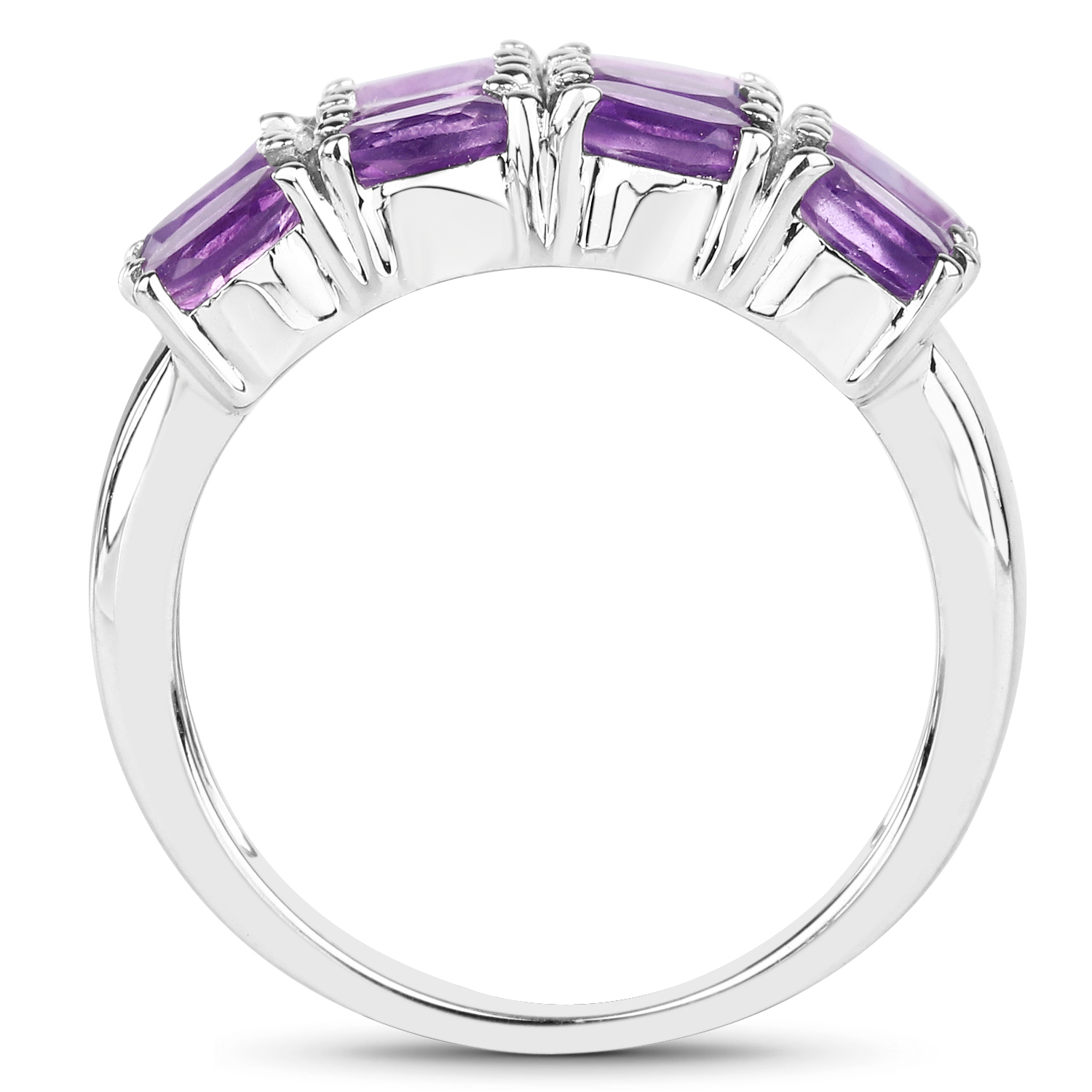 2.52 Carat Genuine  Amethyst .925 Sterling Silver Ring