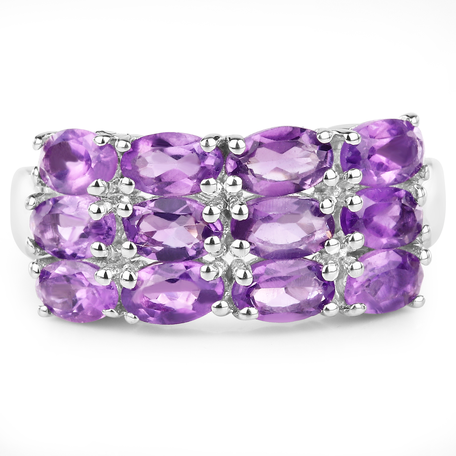 2.52 Carat Genuine  Amethyst .925 Sterling Silver Ring