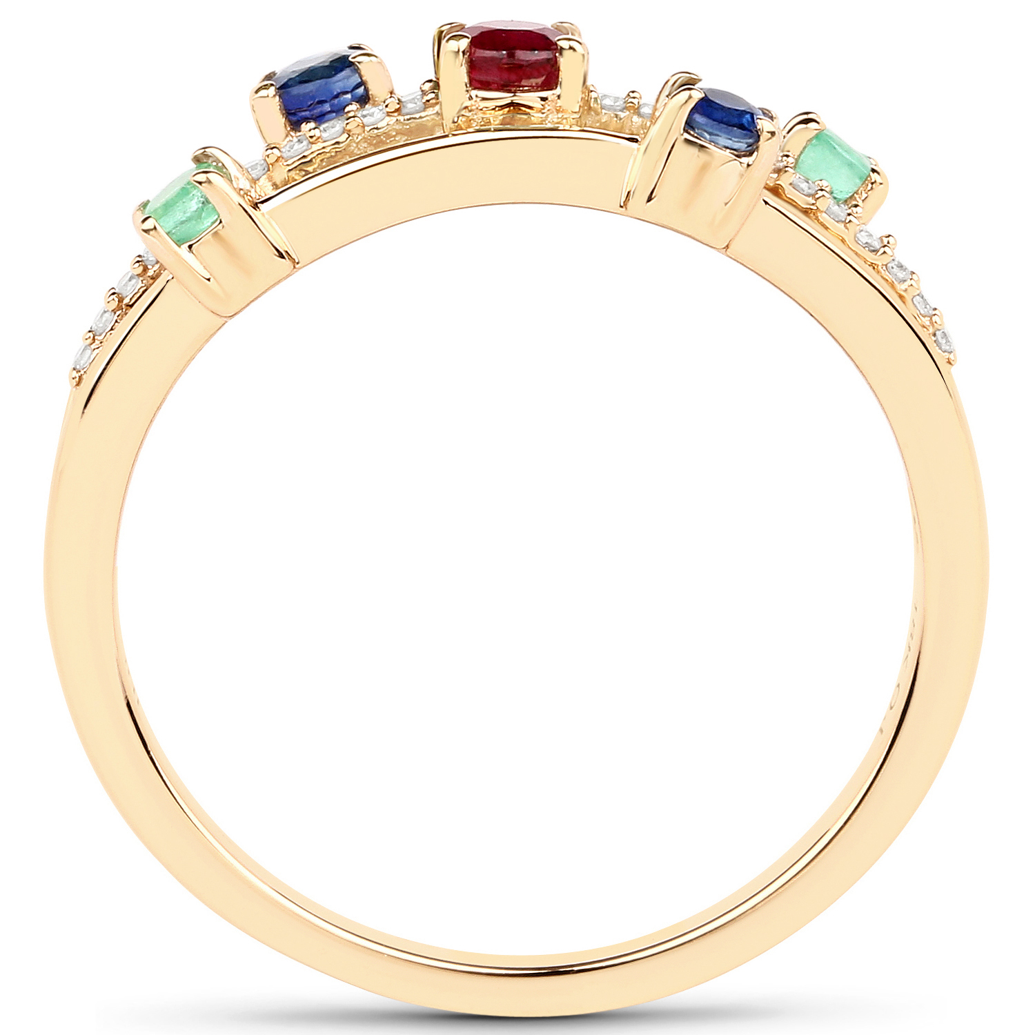0.35 Carat Genuine Multi Stones 18K Yellow Gold Ring