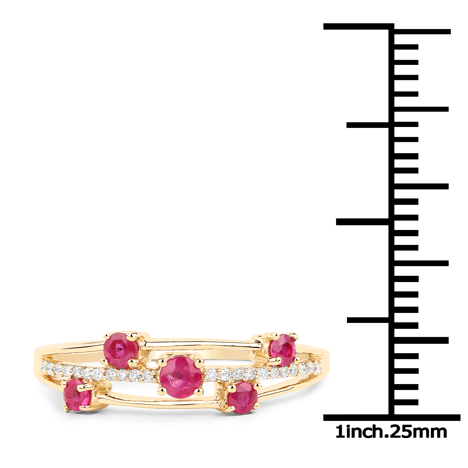 0.41 Carat Genuine Ruby and White Diamond 18K Yellow Gold Ring