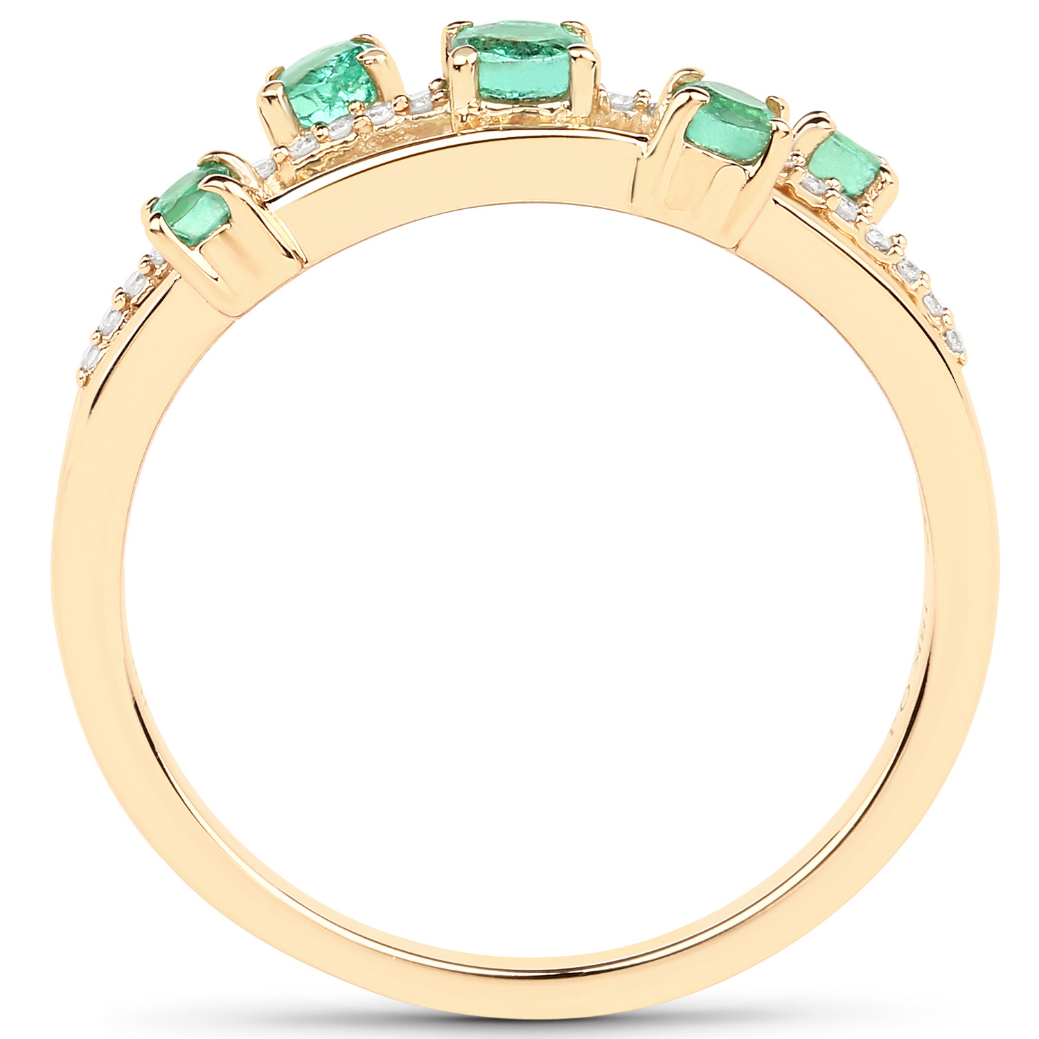 0.34 Carat Genuine Zambian Emerald and White Diamond 18K Yellow Gold Ring