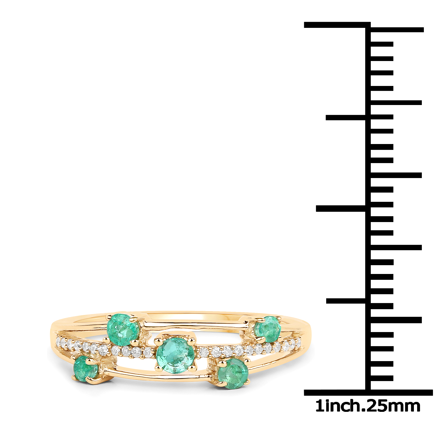 0.34 Carat Genuine Zambian Emerald and White Diamond 18K Yellow Gold Ring