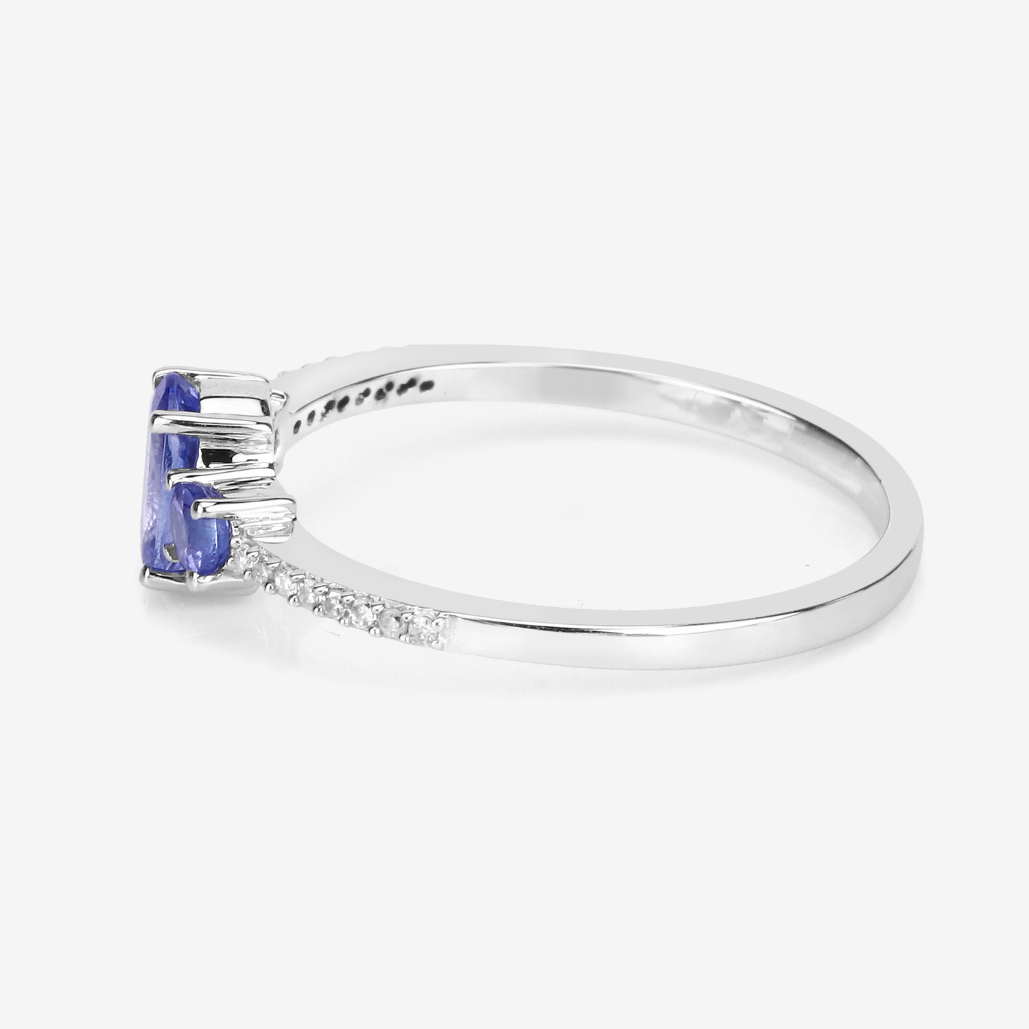 0.62 Carat Genuine Tanzanite and White Diamond 14K White Gold Ring