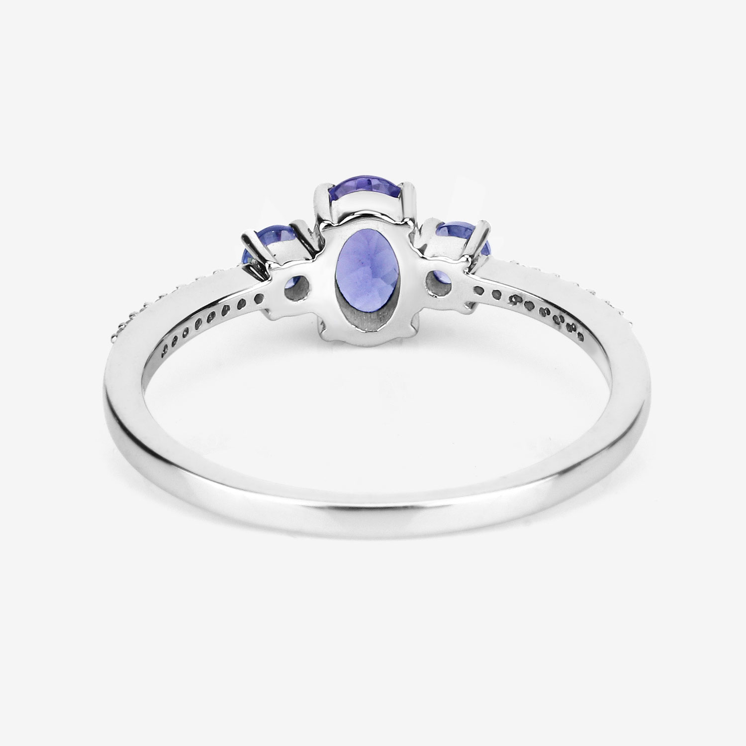 0.62 Carat Genuine Tanzanite and White Diamond 14K White Gold Ring