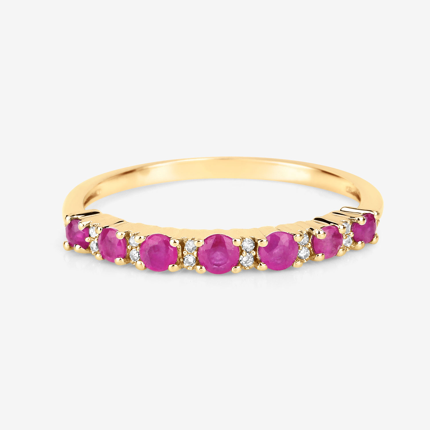 0.57 Carat Genuine Ruby and White Diamond 14K Yellow Gold Ring