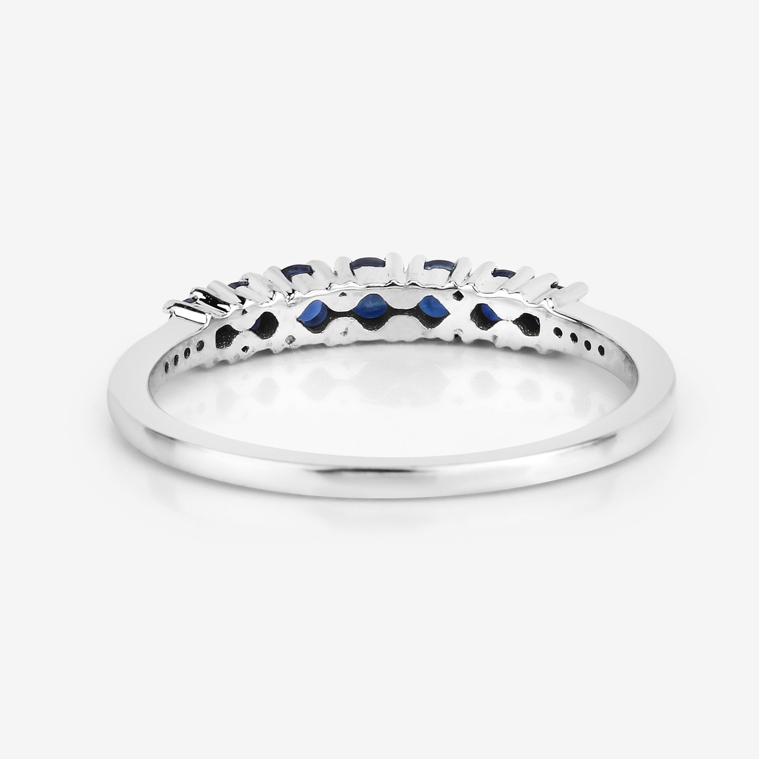 0.45 Carat Genuine Blue Sapphire and White Diamond 14K White Gold Ring
