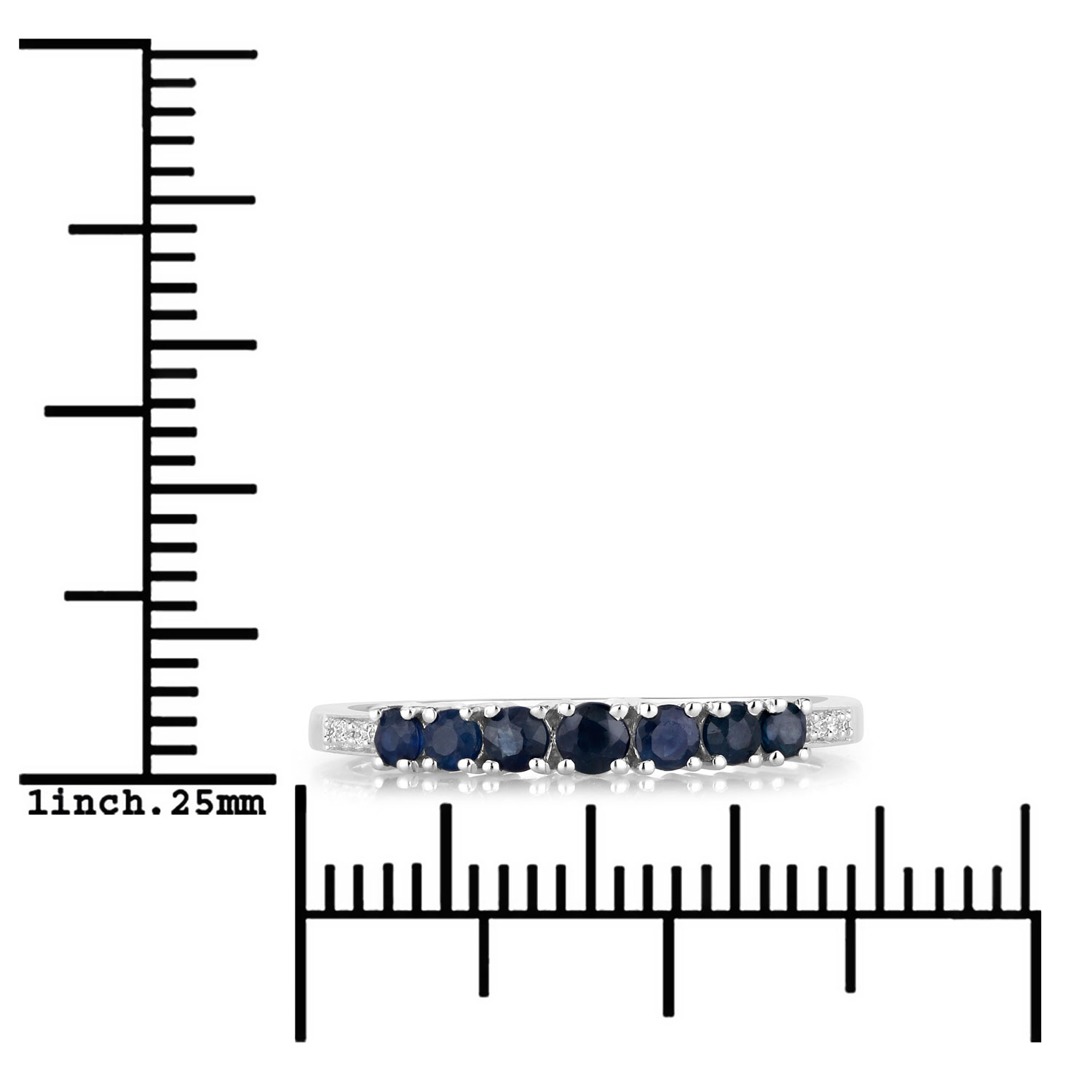 0.45 Carat Genuine Blue Sapphire and White Diamond 14K White Gold Ring