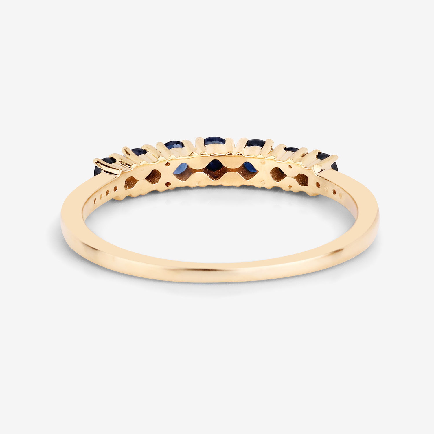 0.45 Carat Genuine Blue Sapphire and White Diamond 14K Yellow Gold Ring