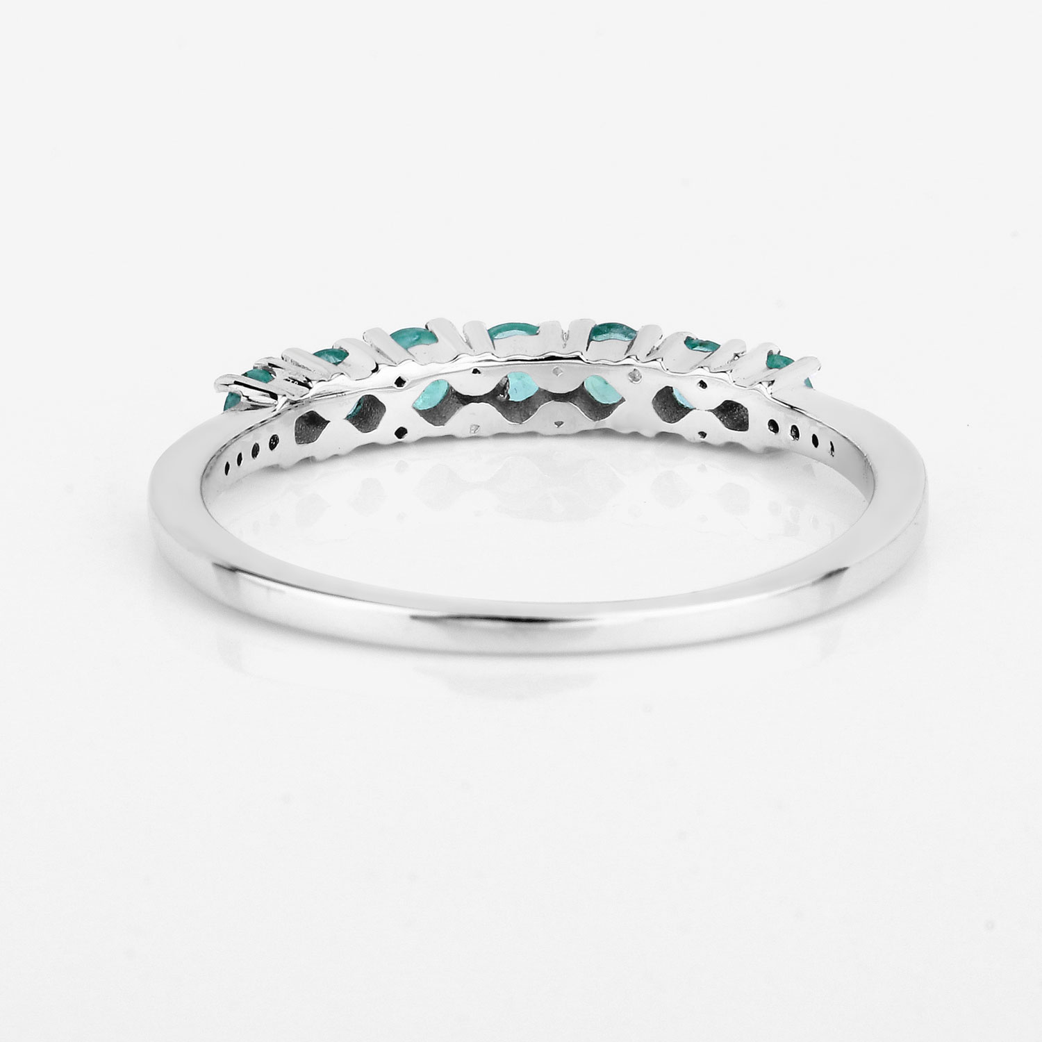 0.45 Carat Genuine Zambian Emerald and White Diamond 14K White Gold Ring