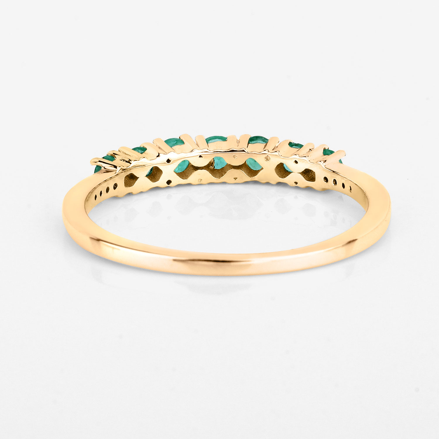 0.45 Carat Genuine Zambian Emerald and White Diamond 14K Yellow Gold Ring