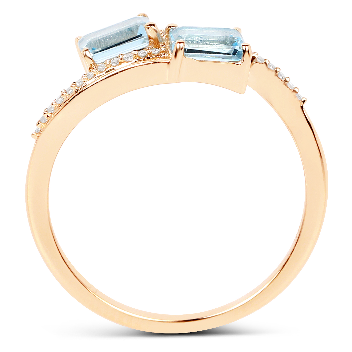 1.11 Carat Genuine Swiss Blue Topaz and White Diamond 14K Yellow Gold Ring