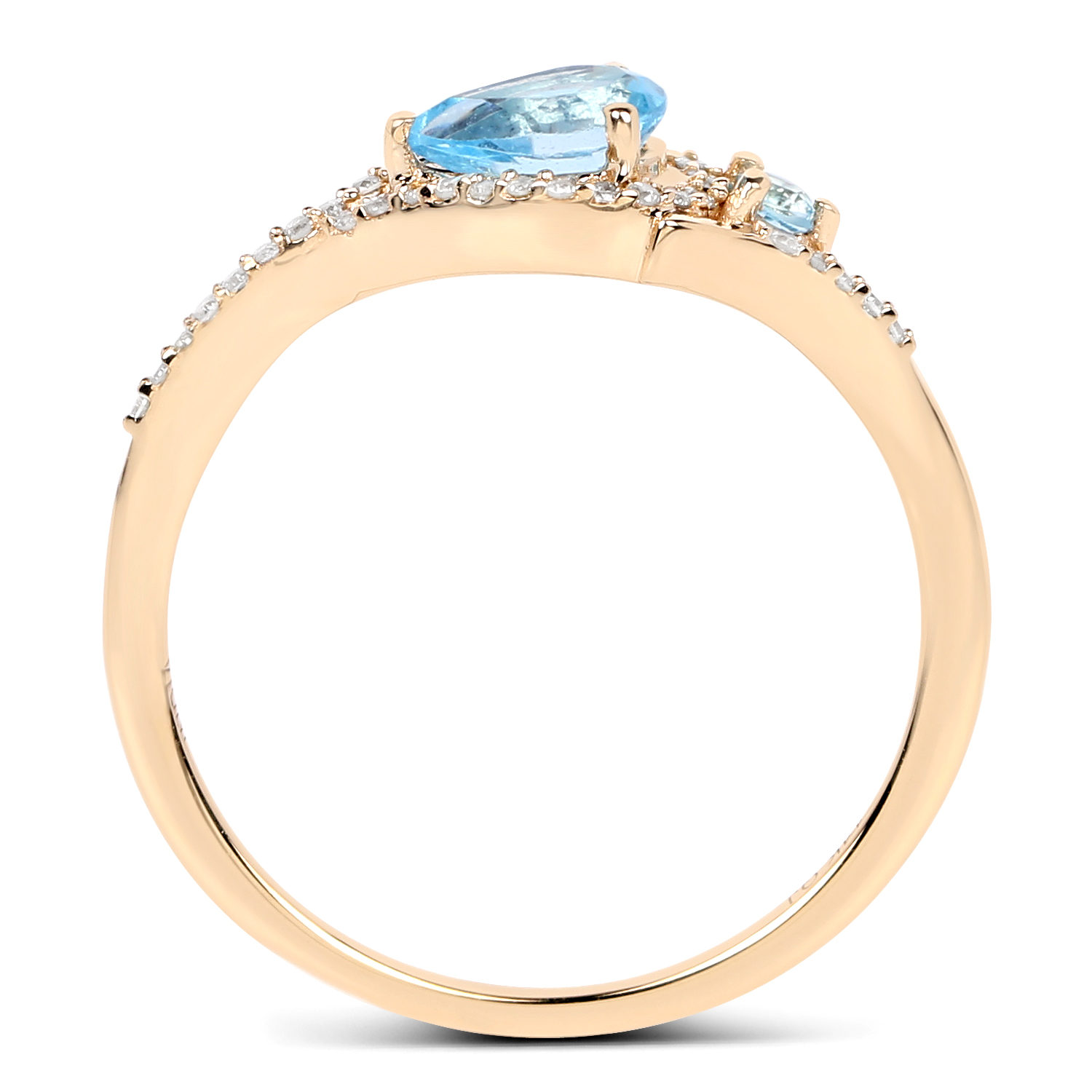 0.65 Carat Genuine Swiss Blue Topaz and White Diamond 14K Yellow Gold Ring