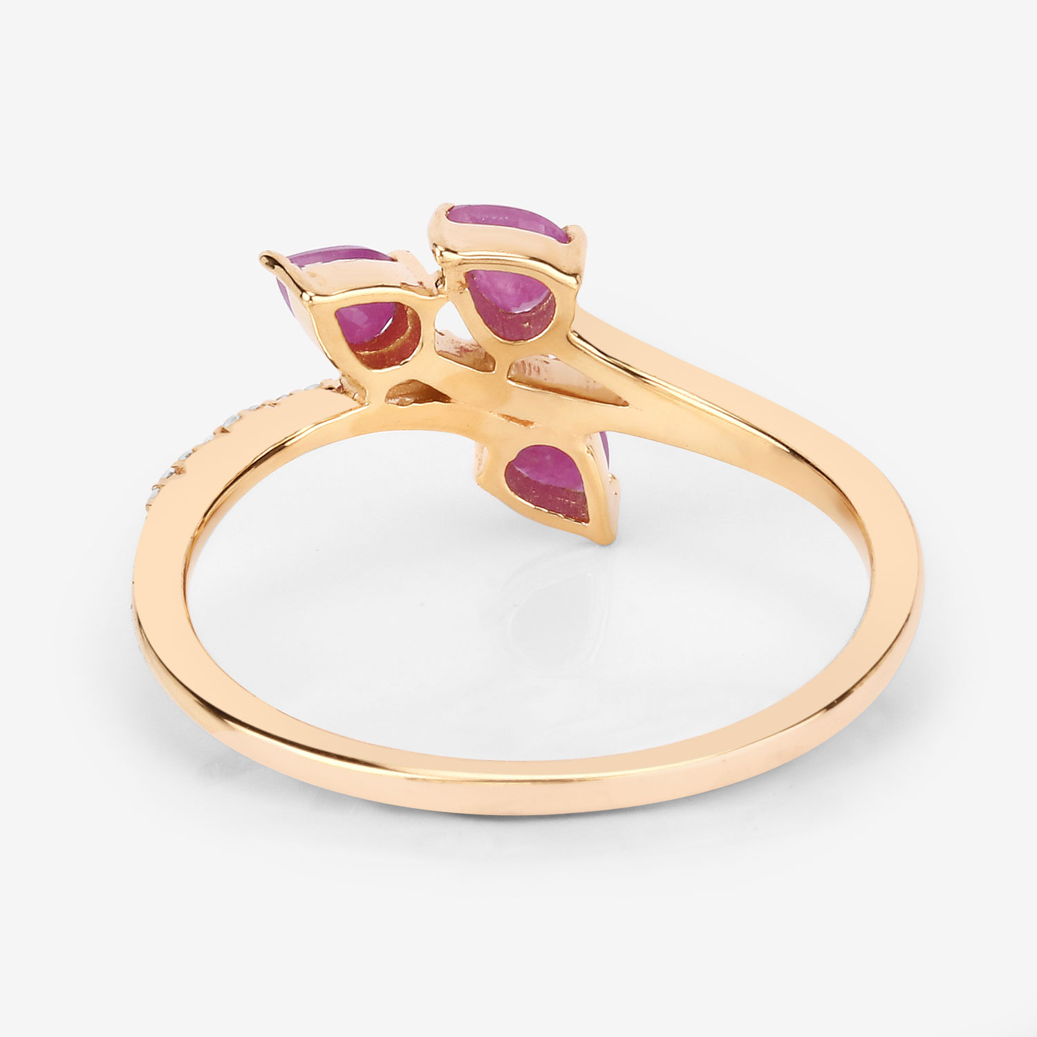 0.68 Carat Genuine Ruby and White Diamond 14K Yellow Gold Ring