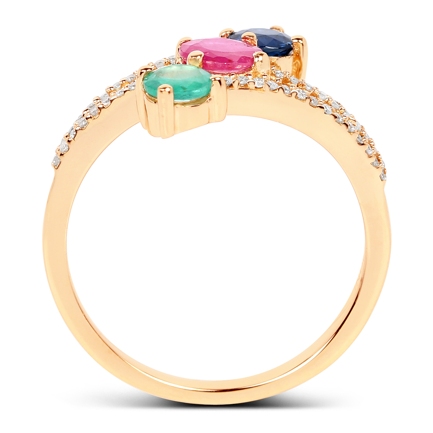 1.22 Carat Genuine Multi Stone 14K Yellow Gold Ring