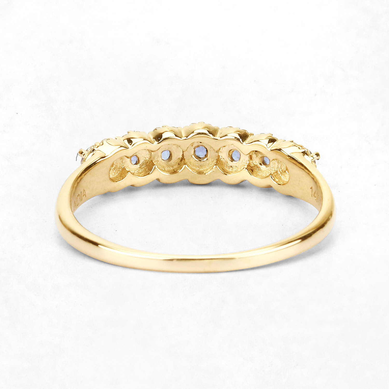 0.51 Carat Genuine Tanzanite and White Diamond 14K Yellow Gold Ring