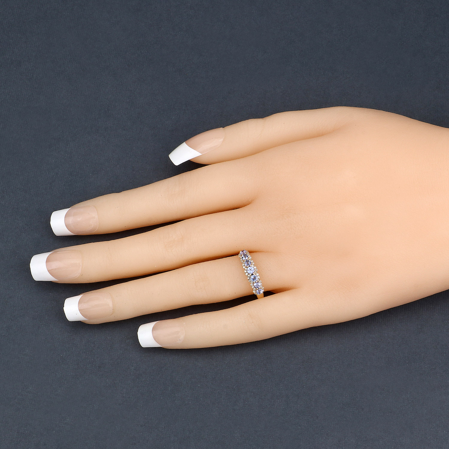 0.51 Carat Genuine Tanzanite and White Diamond 14K Yellow Gold Ring