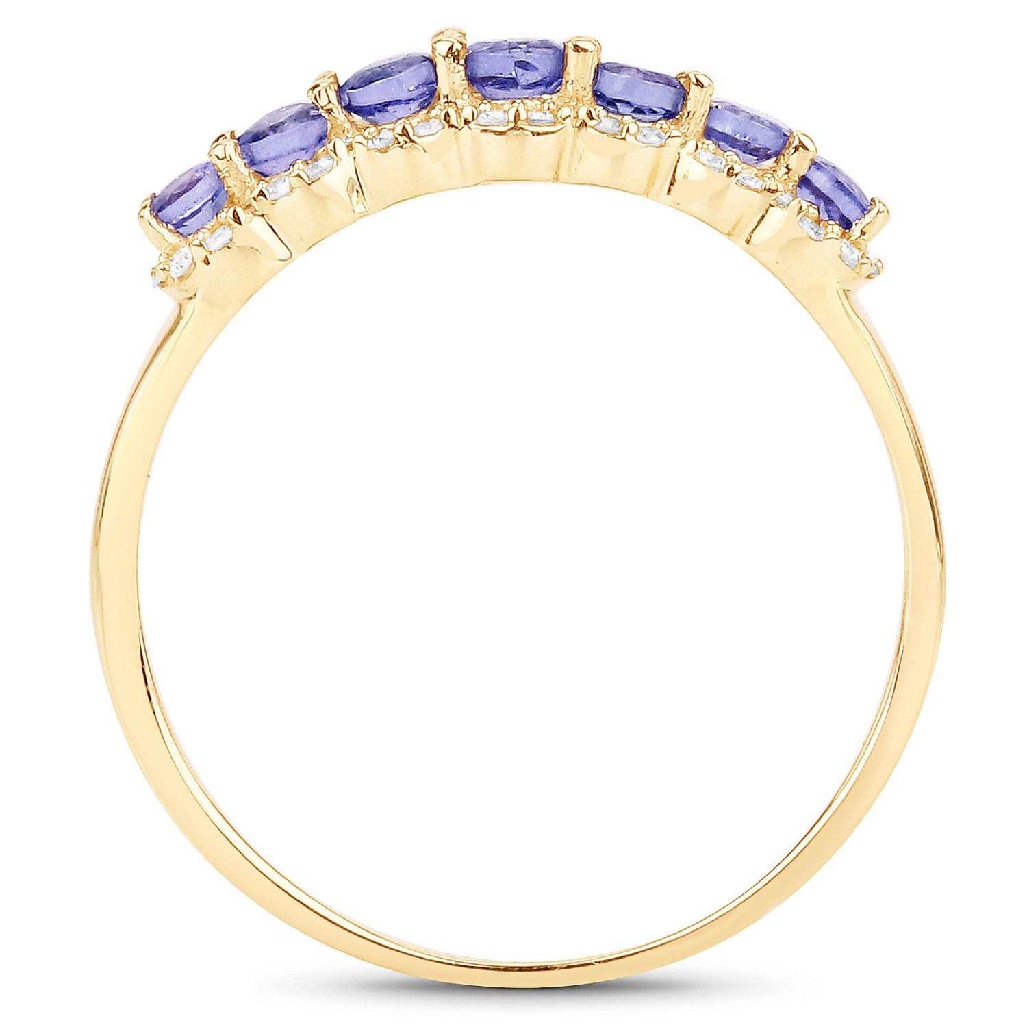 0.51 Carat Genuine Tanzanite and White Diamond 14K Yellow Gold Ring