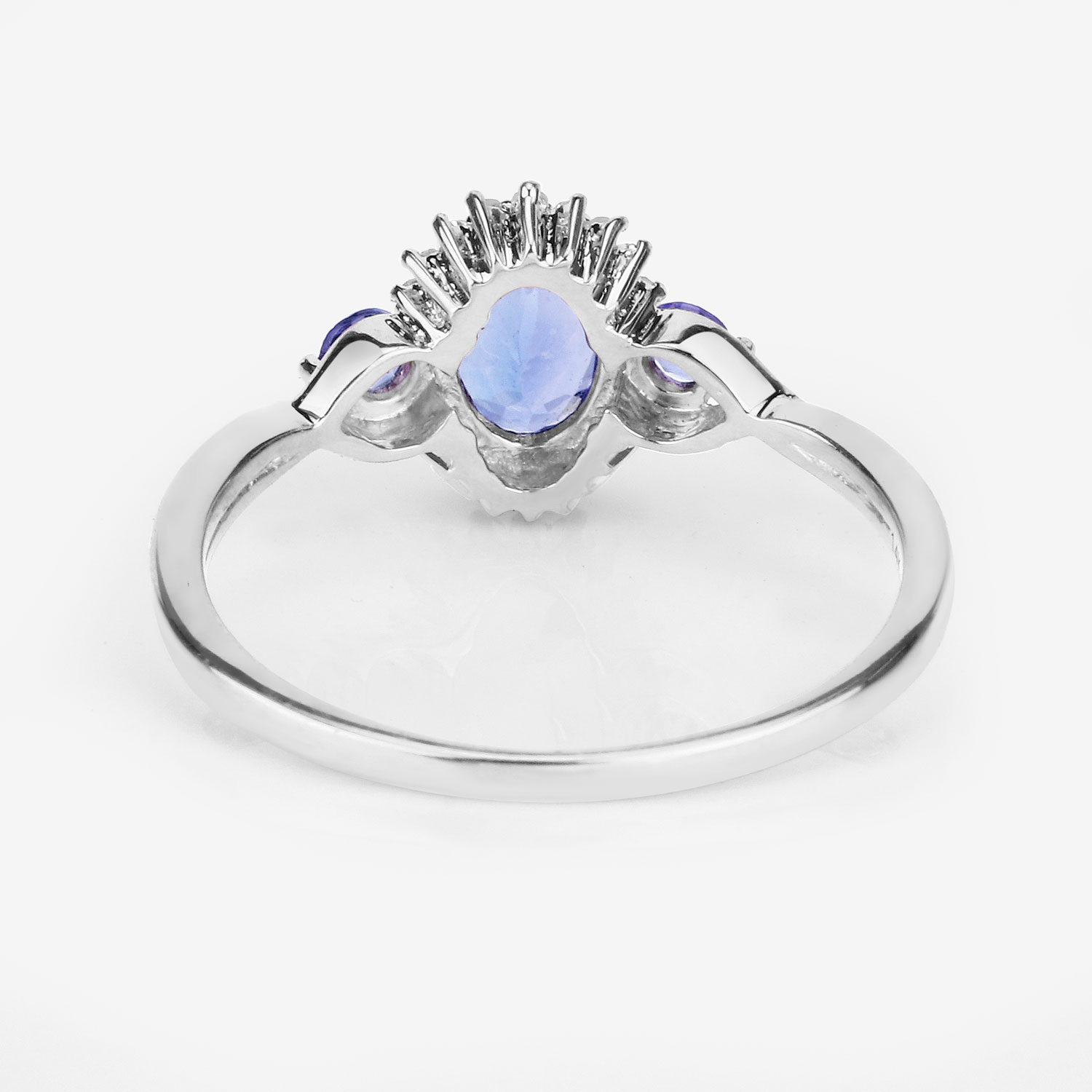 0.94 Carat Genuine Tanzanite and White Diamond 14K White Gold Ring