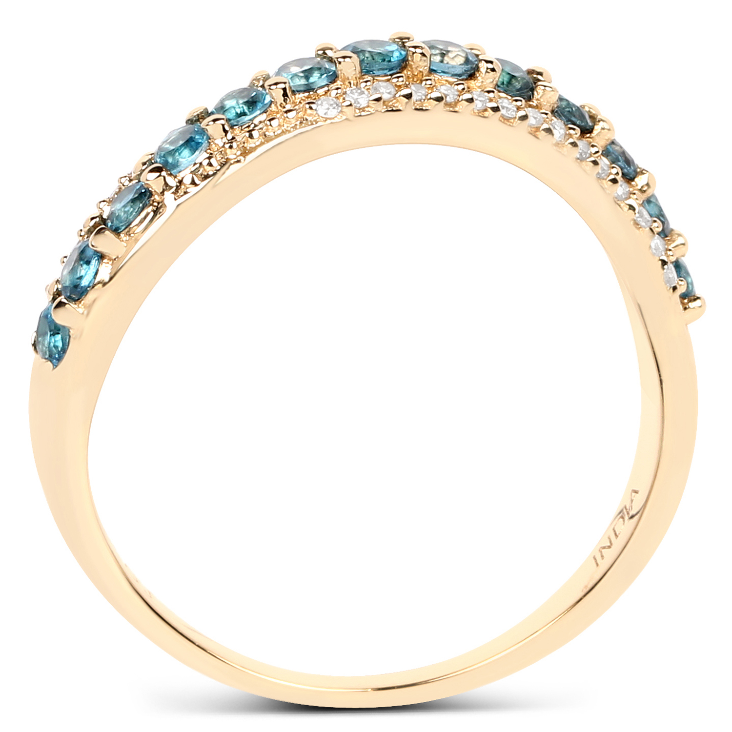 0.56 Carat Genuine London Blue Topaz and White Diamond 14K Yellow Gold Ring