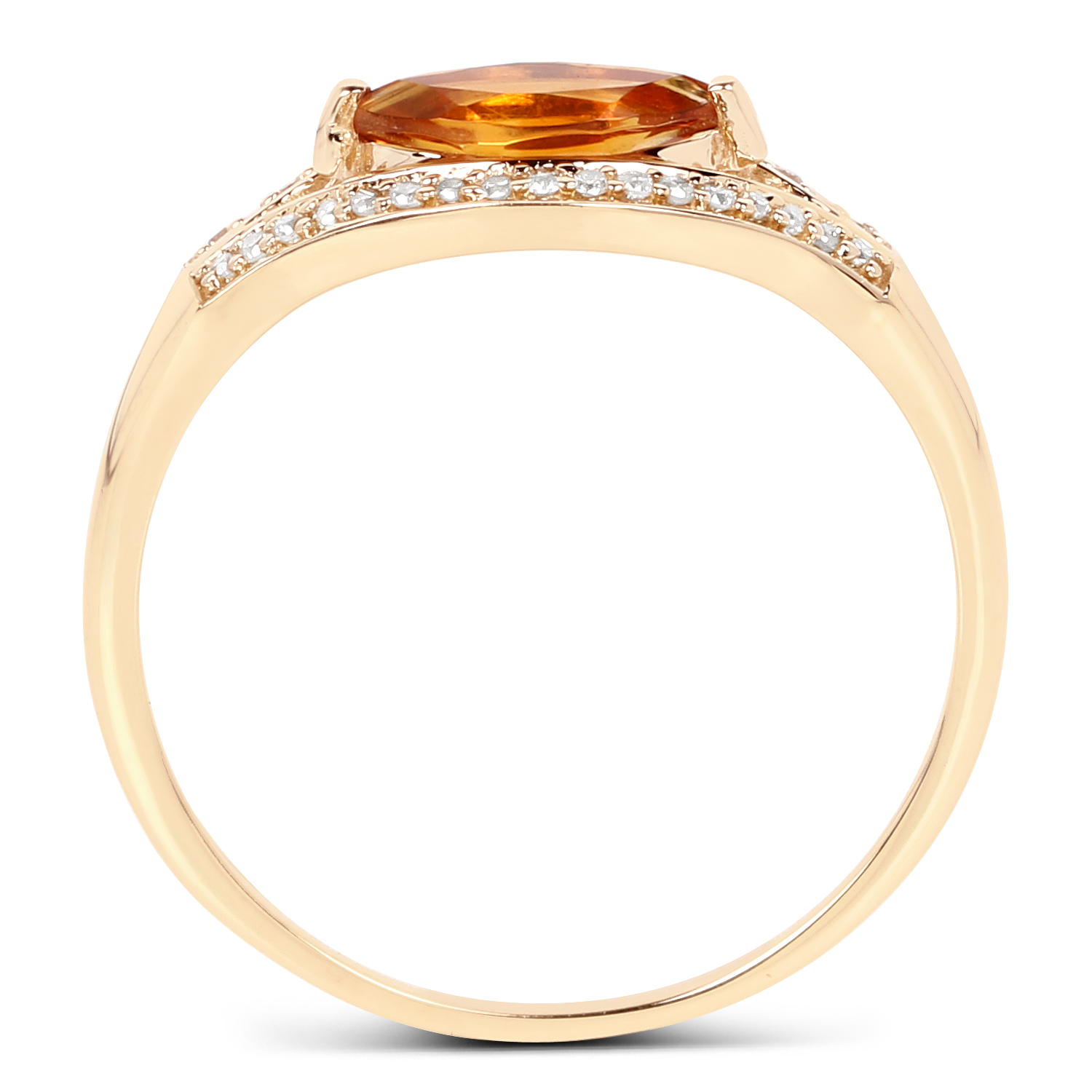 0.70 Carat Genuine Citrine and White Diamond 14K Yellow Gold Ring