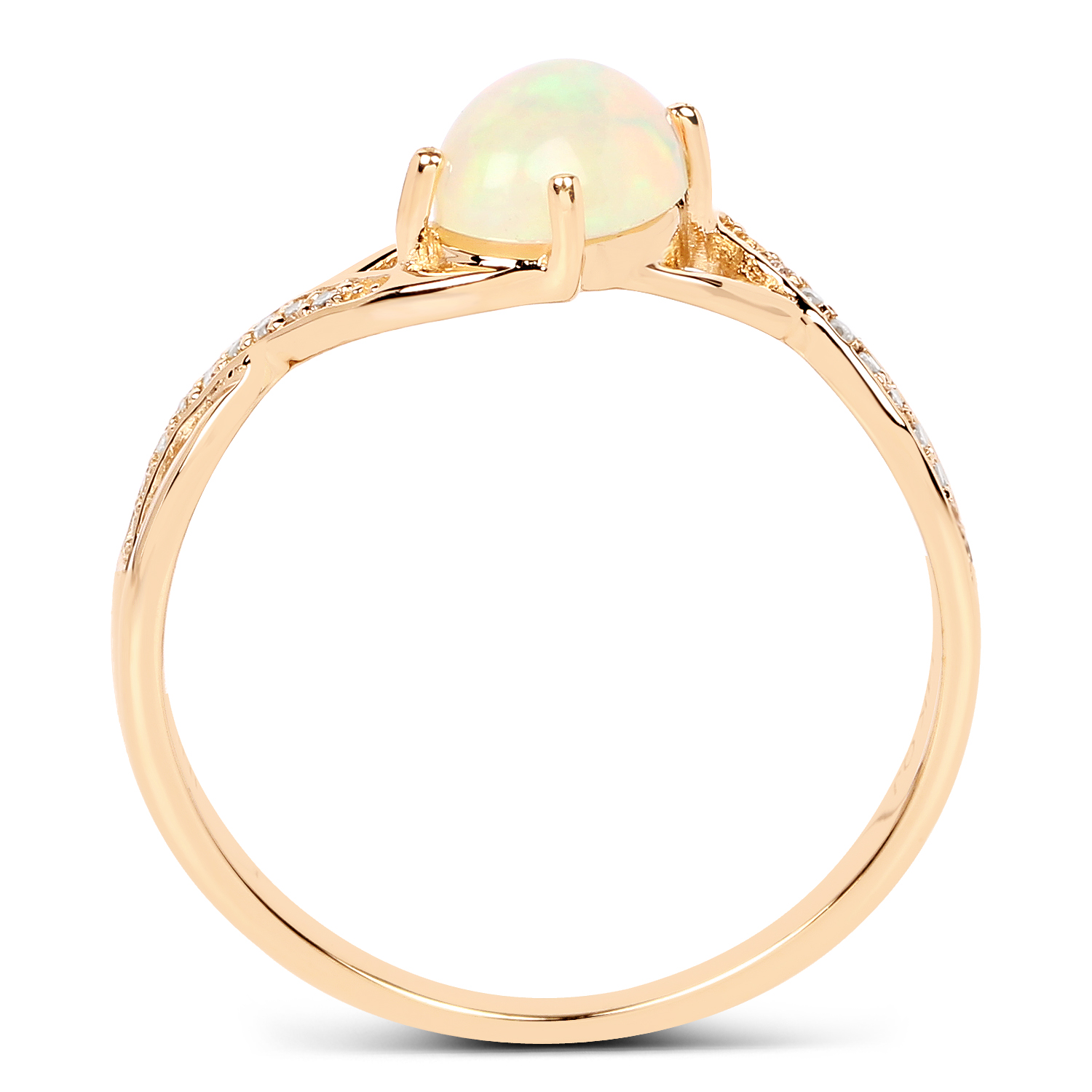 0.53 Carat Genuine Opal Ethiopian and White Diamond 14K Yellow Gold Ring