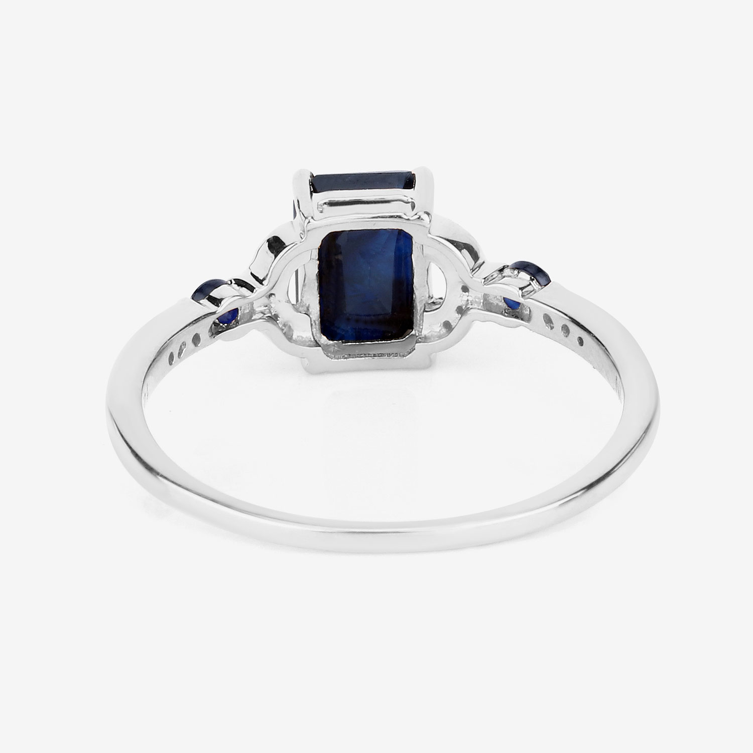 1.64 Carat Genuine Blue Sapphire and White Diamond 14K White Gold Ring