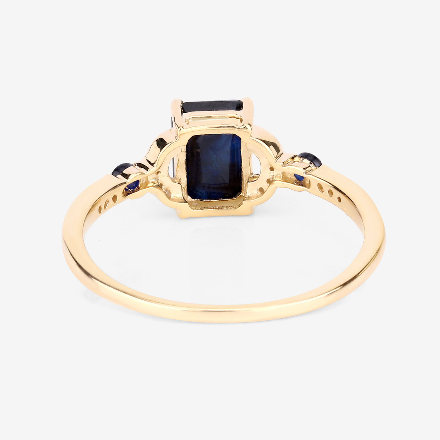 1.64 Carat Genuine Blue Sapphire and White Diamond 14K Yellow Gold Ring