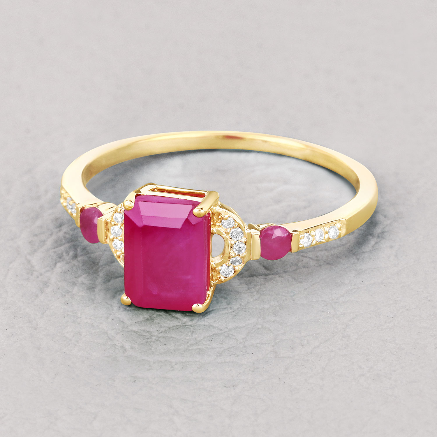 ★ ruby ★ Red Lab Created Ruby Rhodium Over Silver Ring, Earrings, and