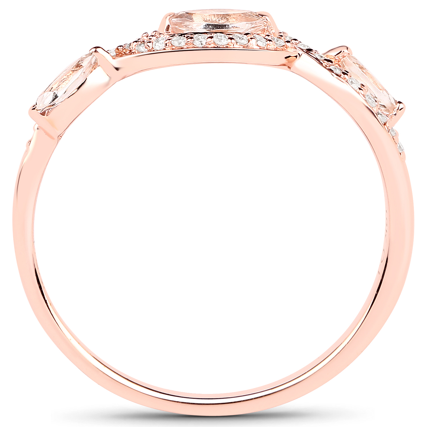 0.41 Carat Genuine Morganite and White Diamond 18K Rose Gold Ring