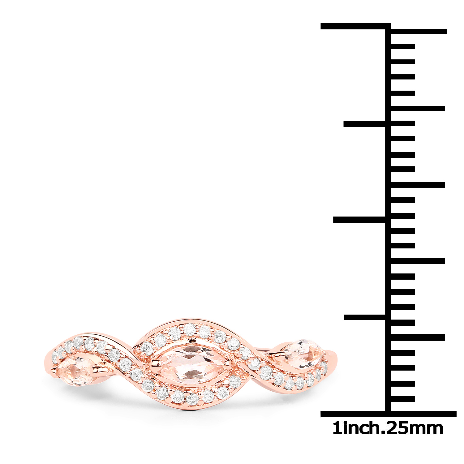 0.41 Carat Genuine Morganite and White Diamond 18K Rose Gold Ring