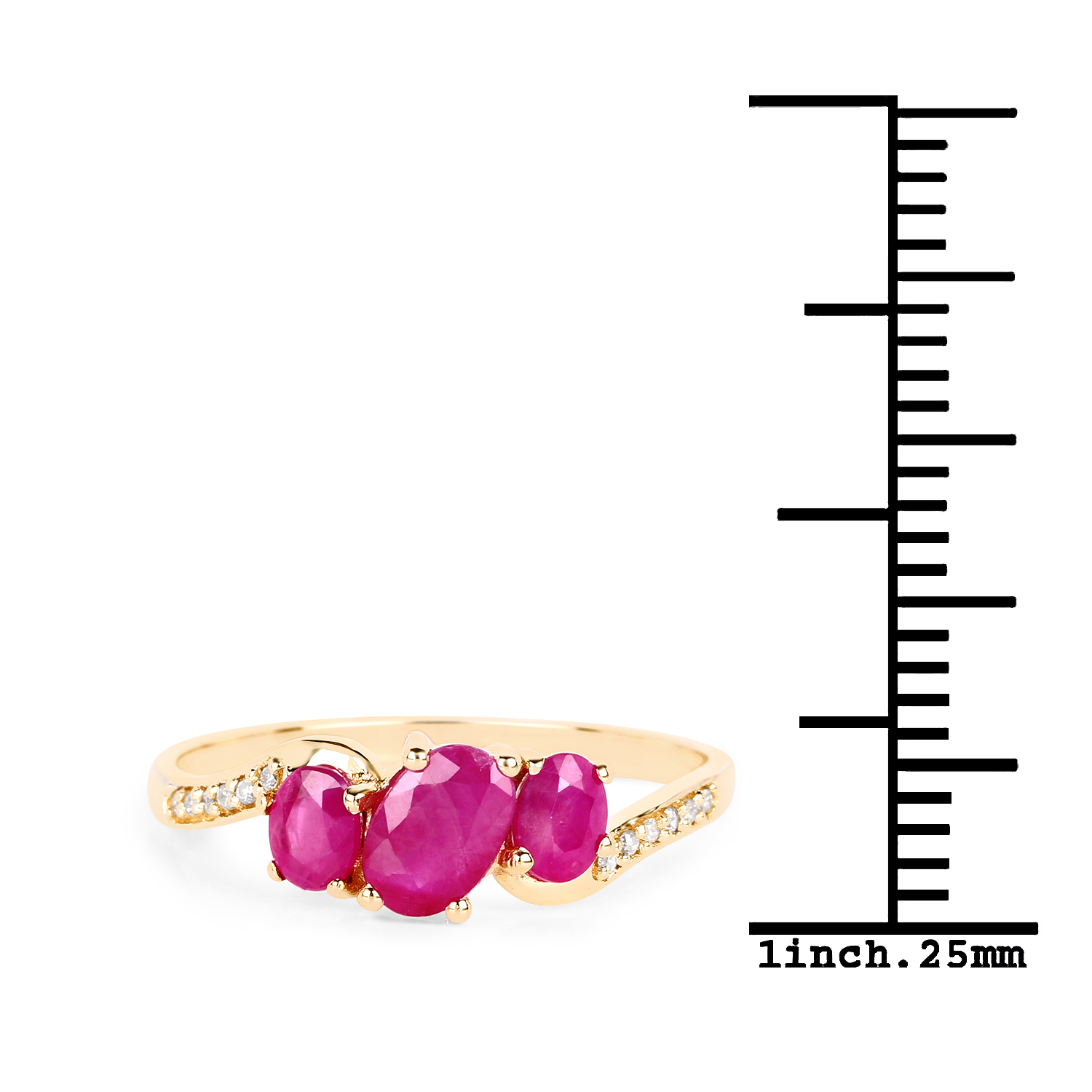 1.00 Carat Genuine Ruby and White Diamond 14K Yellow Gold Ring